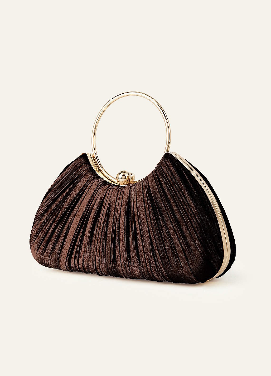 Matching Color Metallic Satin Pleated Handbag — Ganache — 图 198/204