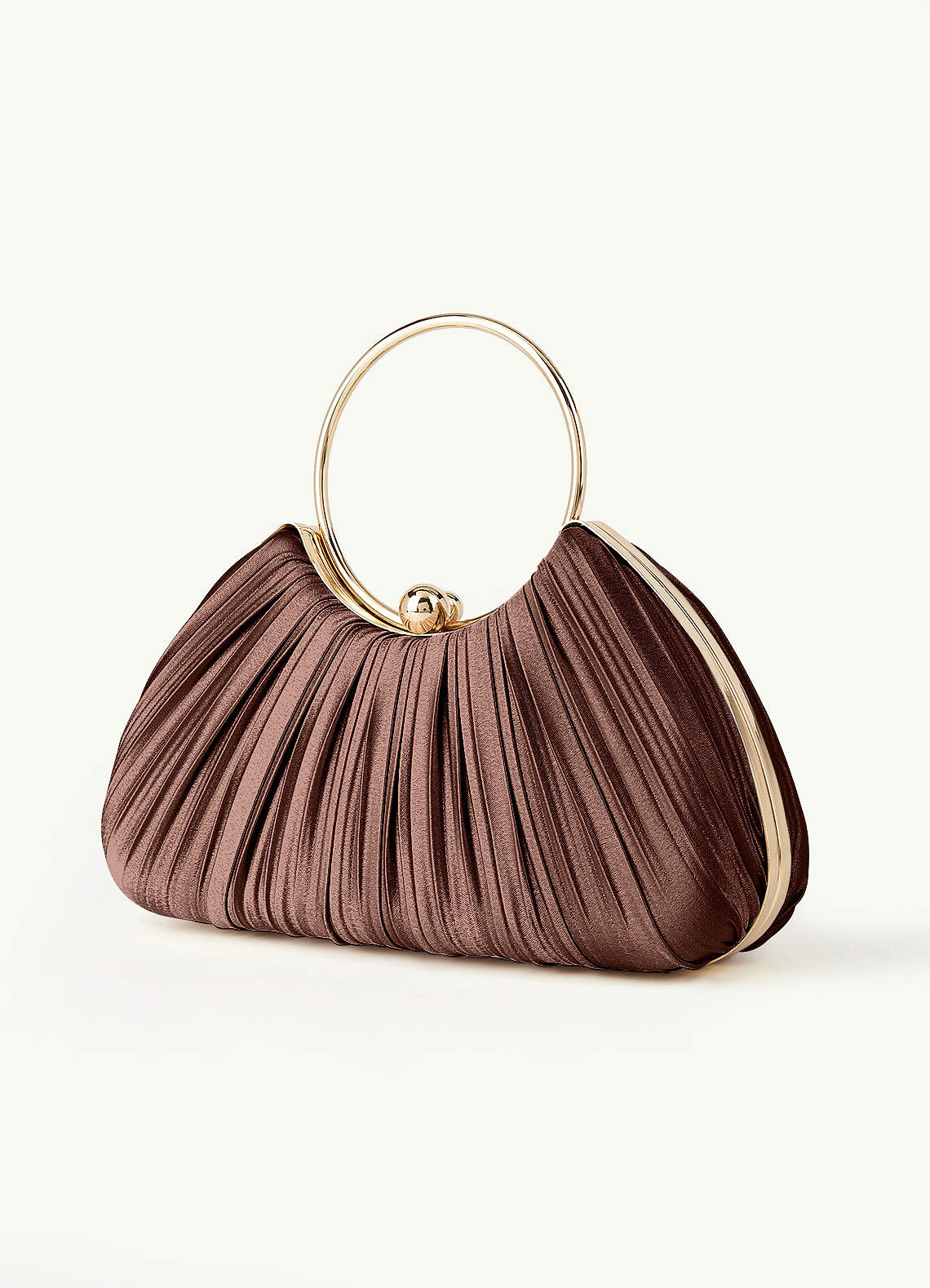 Matching Color Metallic Satin Pleated Handbag — espresso — 图 192/204