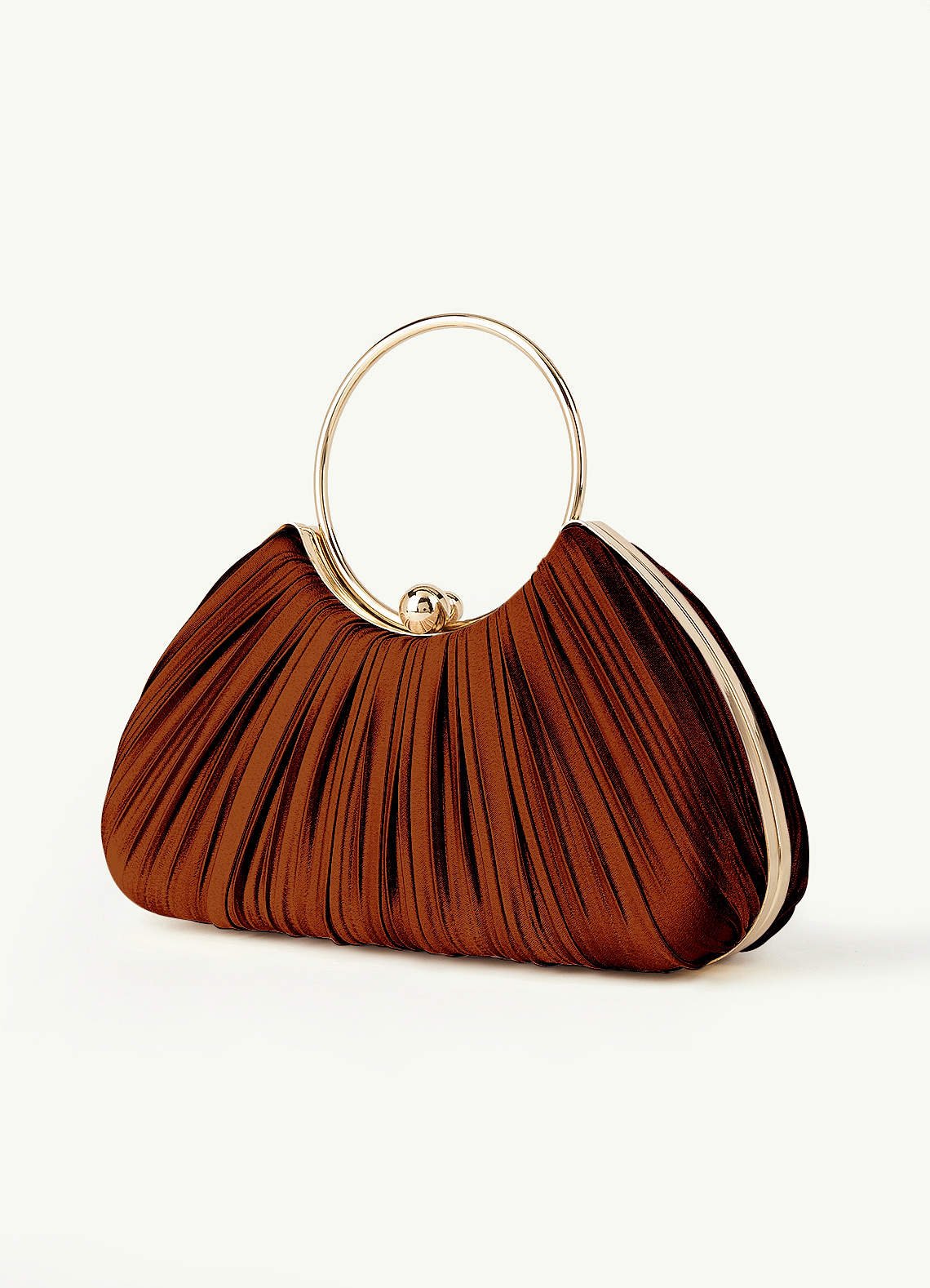 Matching Color Metallic Satin Pleated Handbag — Auburn — 图 156/204