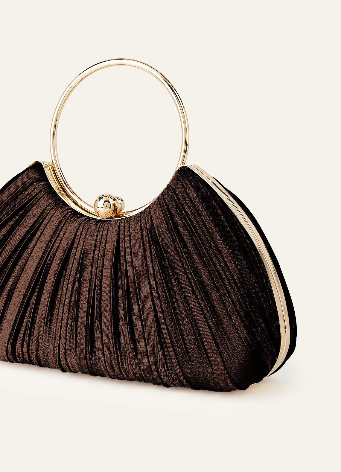 Matching Color Metallic Satin Pleated Handbag — Ganache — 图 195/204