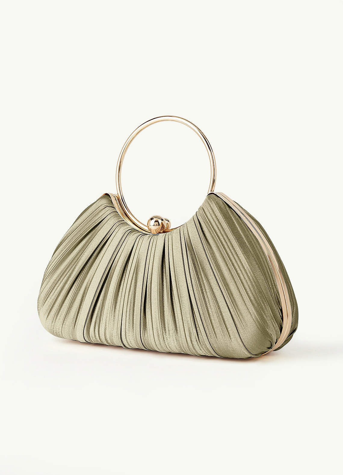 Matching Color Metallic Satin Pleated Handbag — Moss Green — 图 12/204