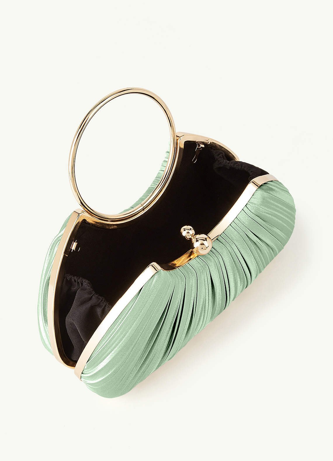 Matching Color Metallic Satin Pleated Handbag — matcha — 图 17/204