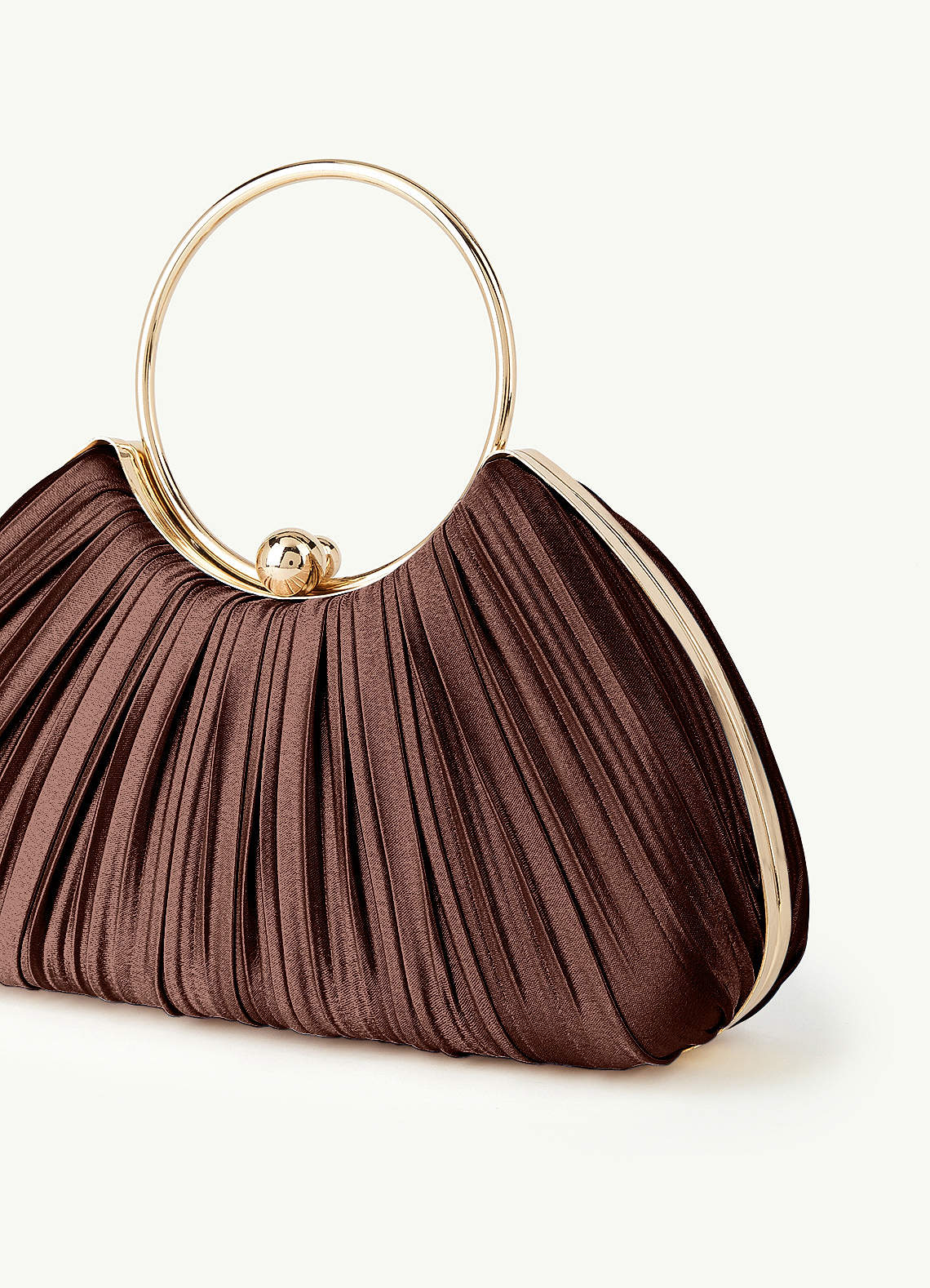 Matching Color Metallic Satin Pleated Handbag — espresso — 图 189/204