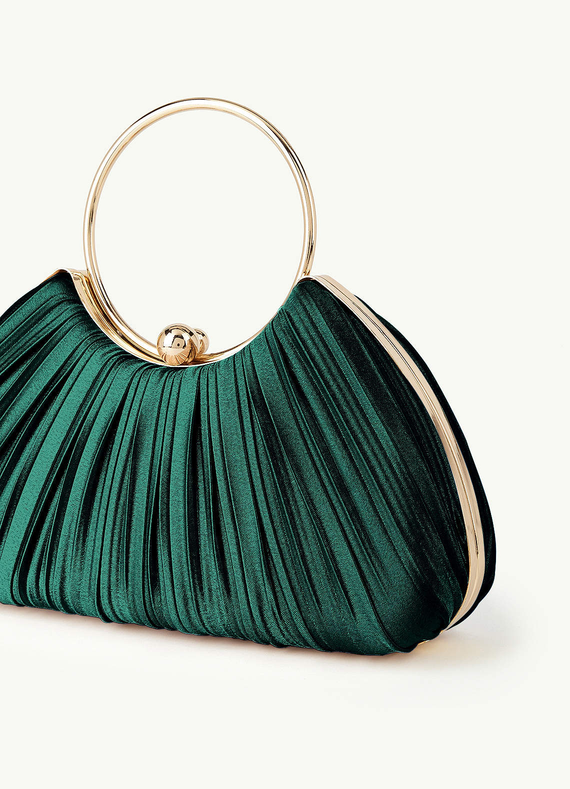 Matching Color Metallic Satin Pleated Handbag — Emerald, Sky Blue — 图 45/204