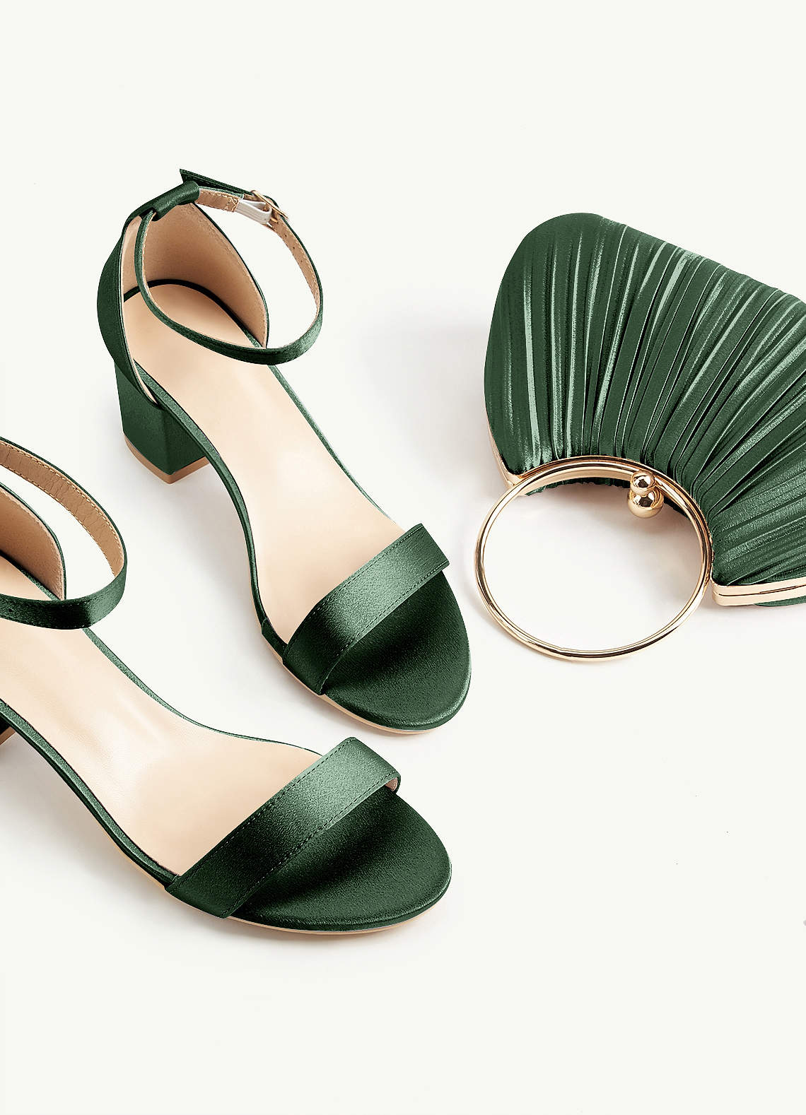 Matching Color Metallic Satin Pleated Handbag — eucalyptus — 图 22/204