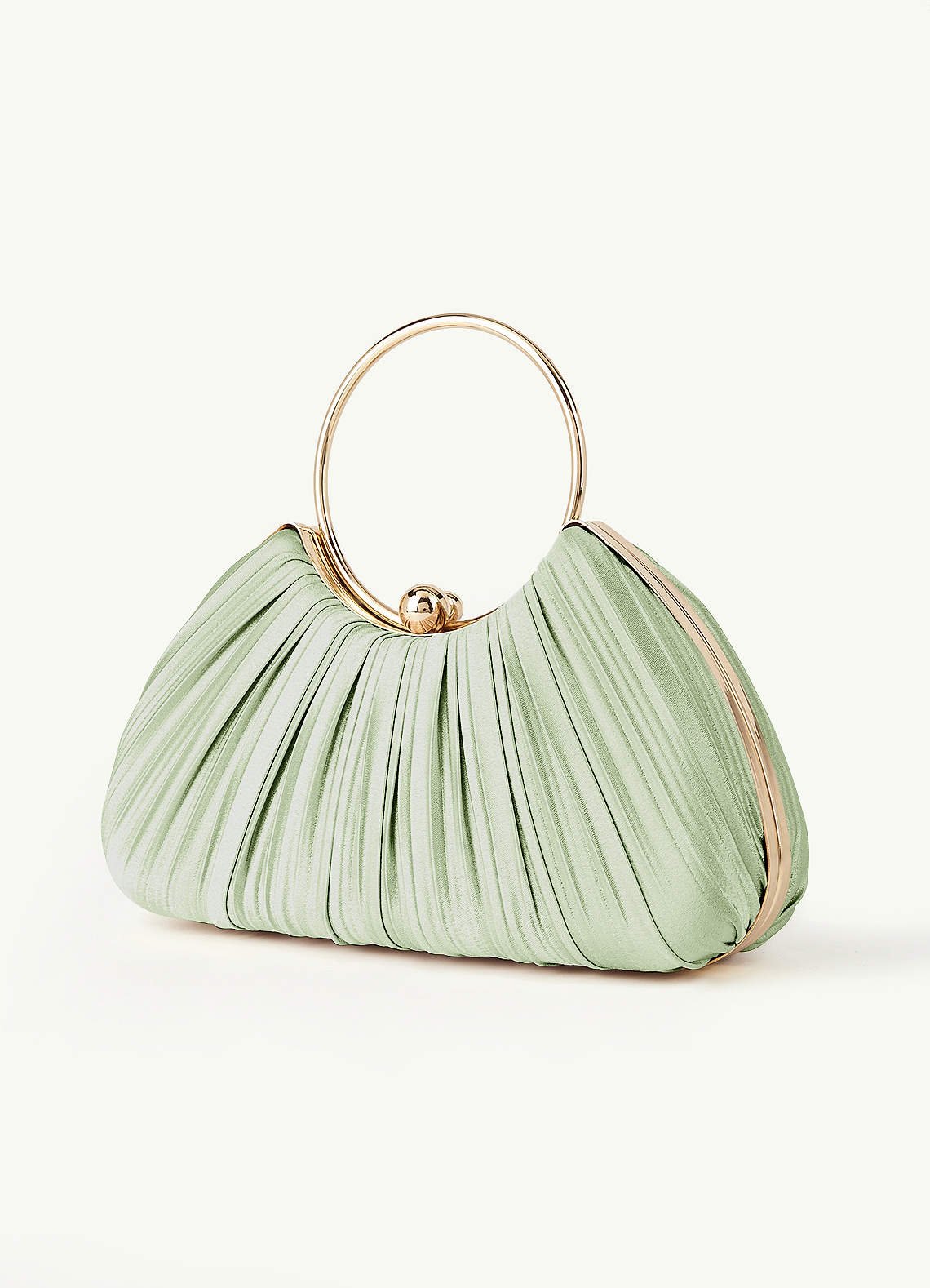 Matching Color Metallic Satin Pleated Handbag — Dusty Sage — 图 6/204