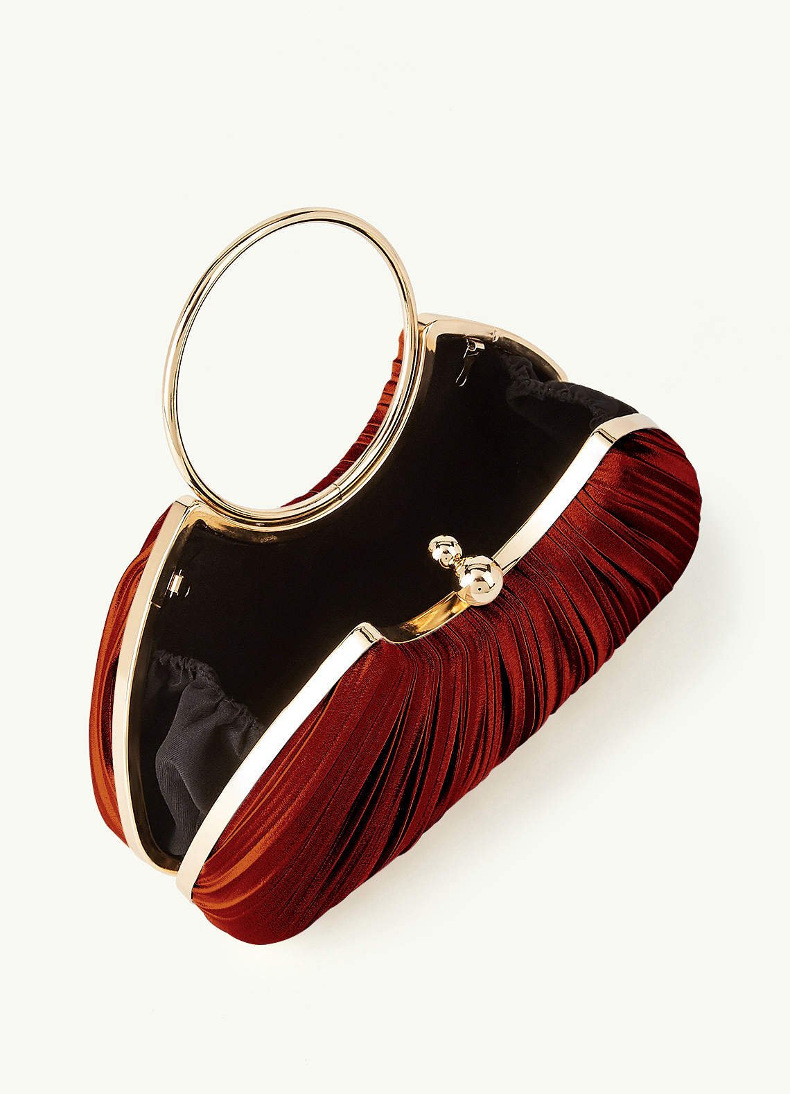 Matching Color Metallic Satin Pleated Handbag — Paprika — 图 149/204