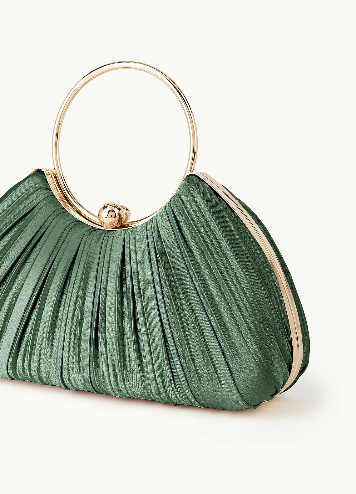Matching Color Metallic Satin Pleated Handbag — eucalyptus — 图 21/204