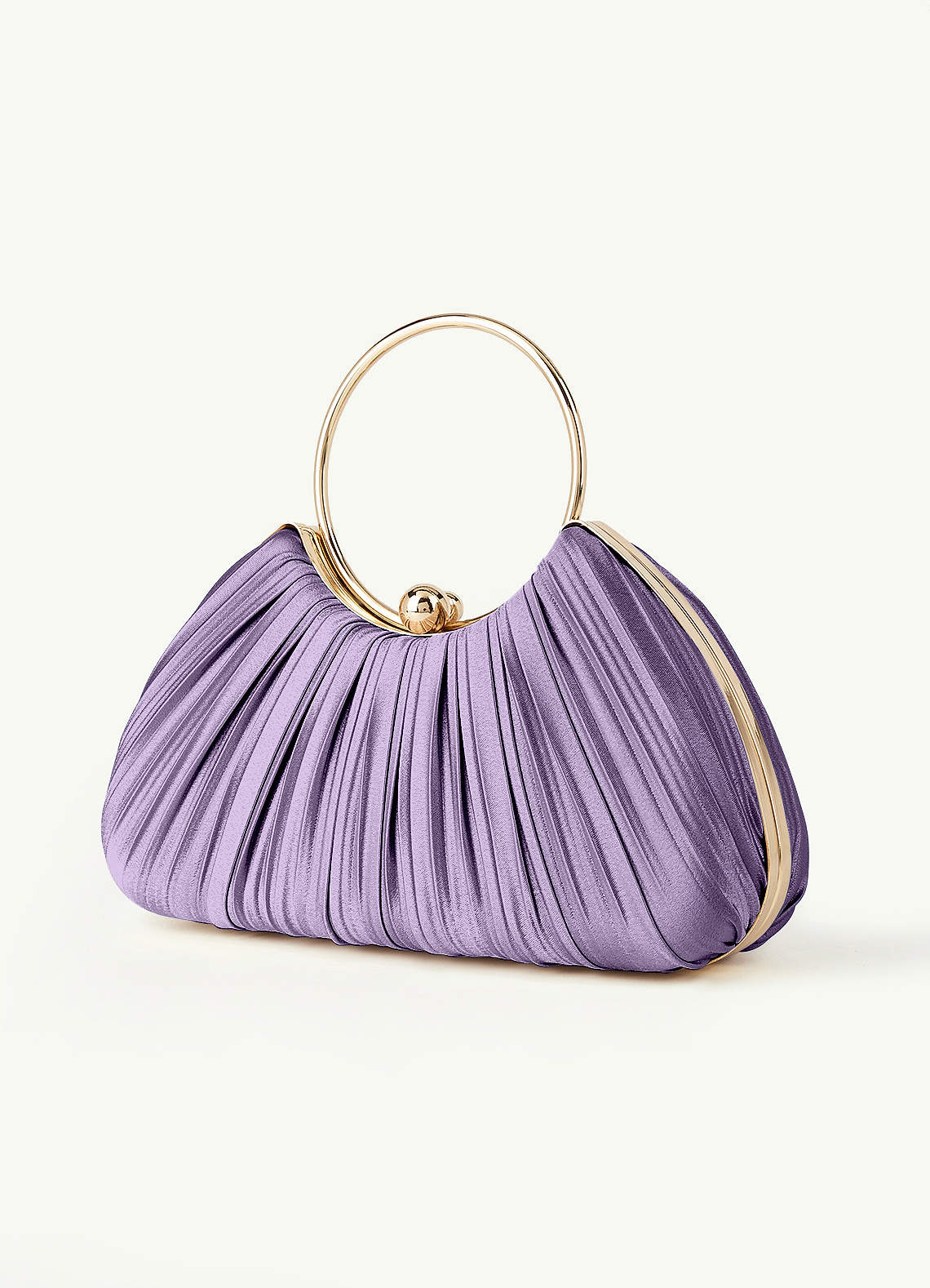 Matching Color Metallic Satin Pleated Handbag — Lilac — 图 96/204