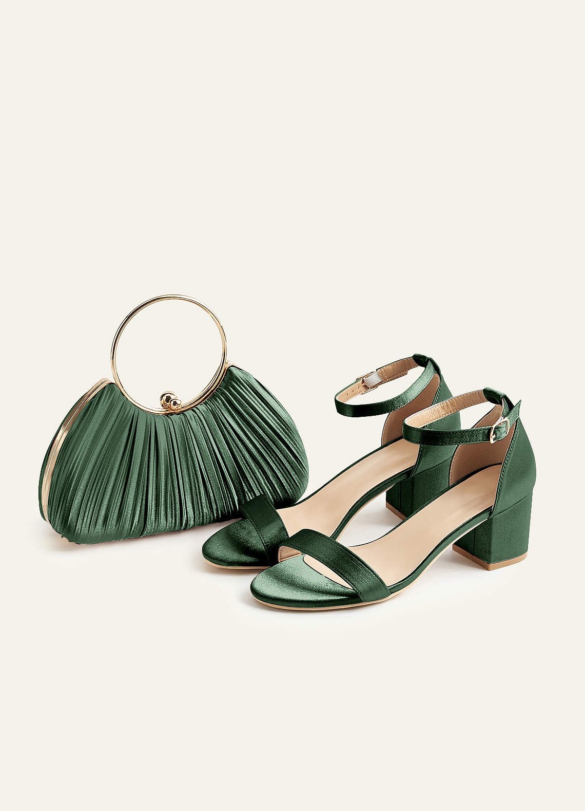Matching Color Metallic Satin Pleated Handbag — eucalyptus — 图 20/204
