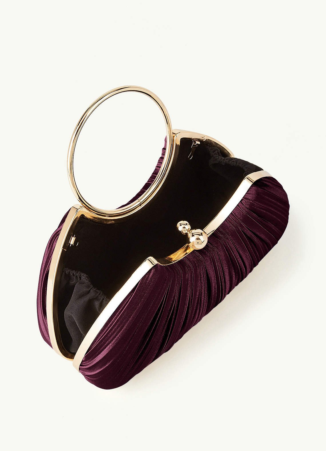 Matching Color Metallic Satin Pleated Handbag — Cabernet — 图 143/204