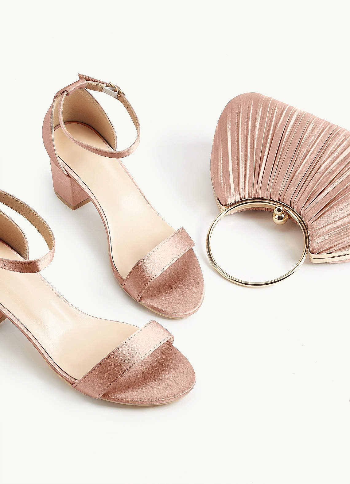 Matching Color Metallic Satin Pleated Handbag — English Rose — 图 88/204