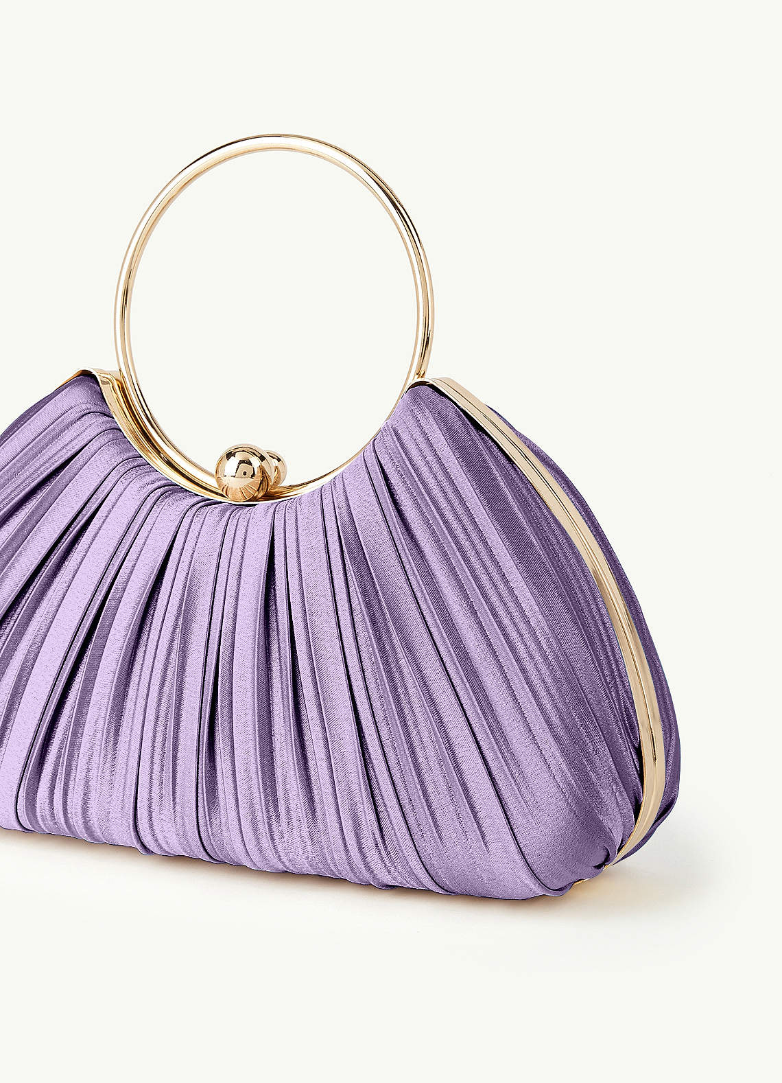 Matching Color Metallic Satin Pleated Handbag — Lilac — 图 93/204