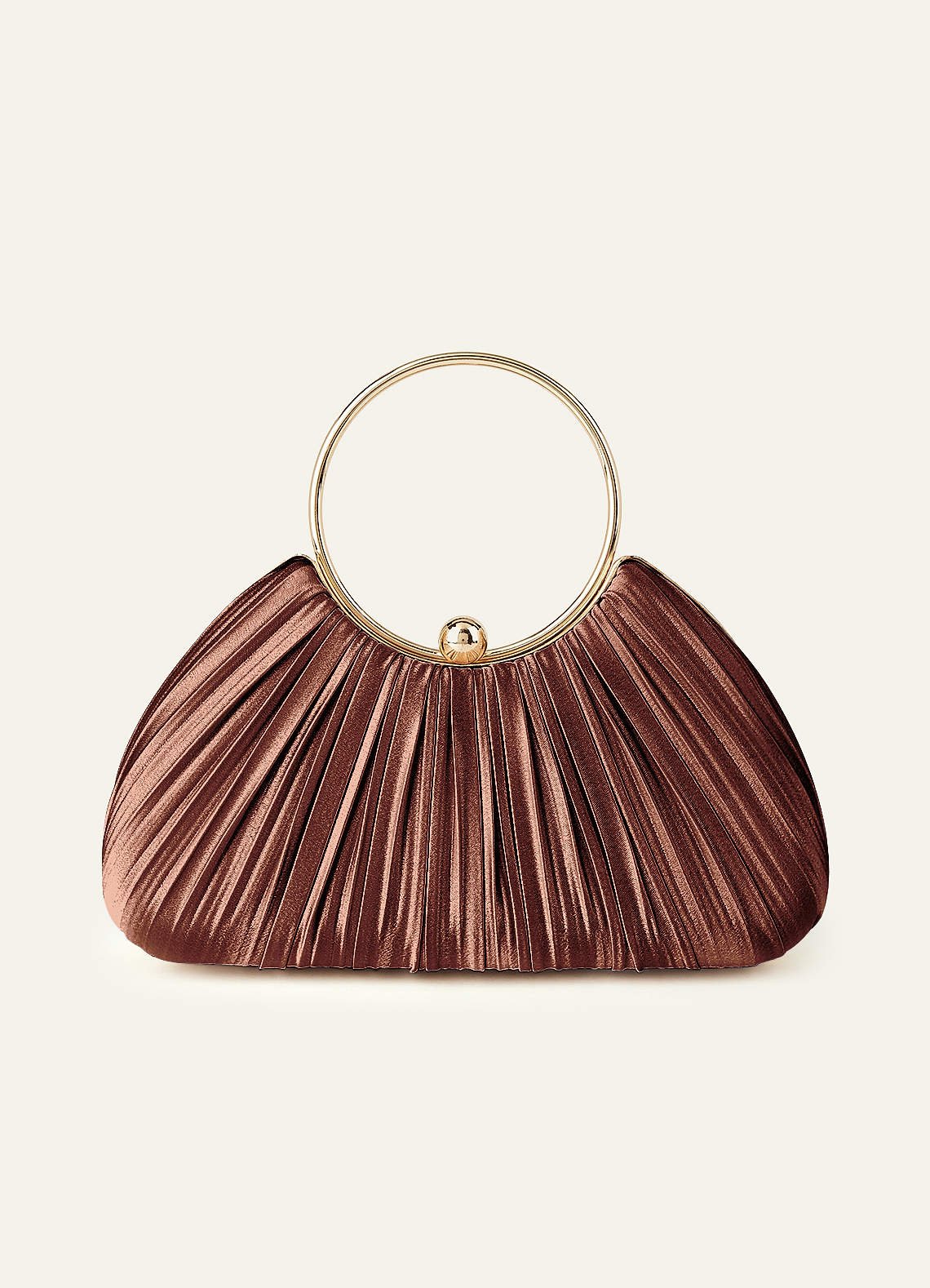 Matching Color Metallic Satin Pleated Handbag — Bronzer — 图 163/204