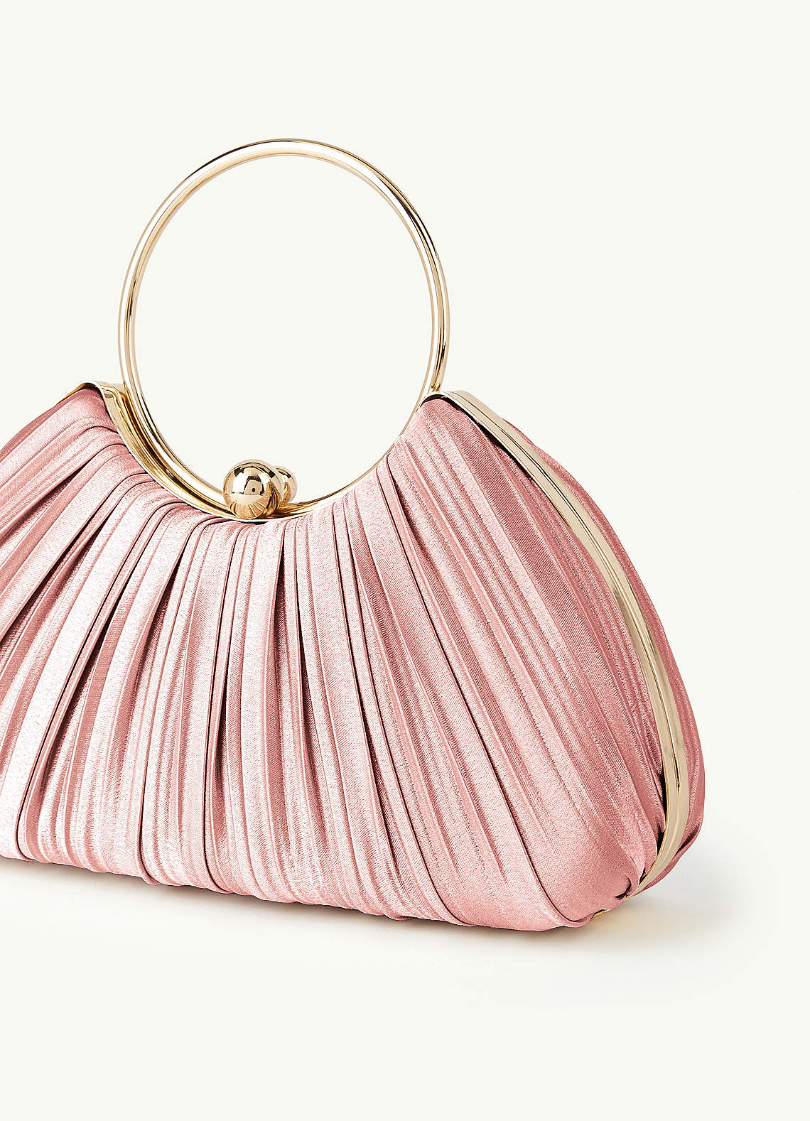 Matching Color Metallic Satin Pleated Handbag — Dusty Rose — 图 75/204