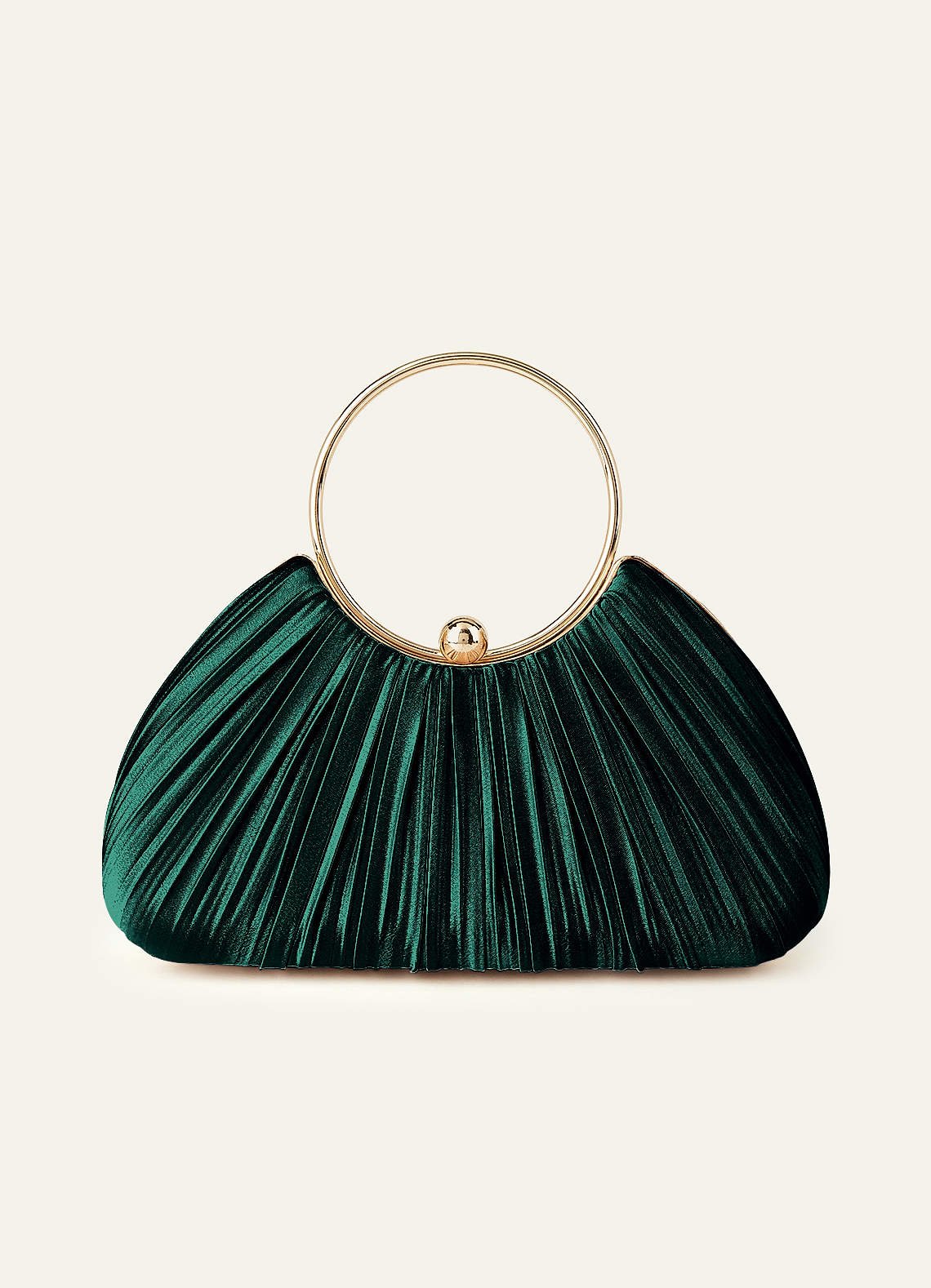 Matching Color Metallic Satin Pleated Handbag — Emerald, Sky Blue — 图 43/204