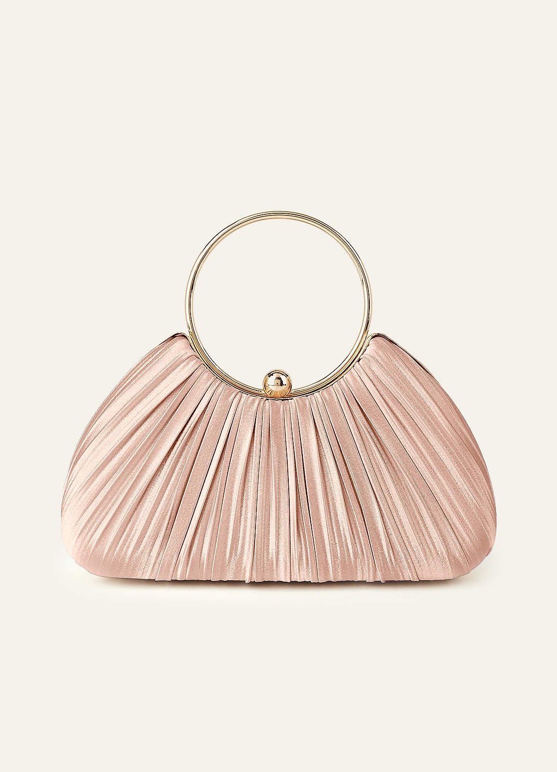 Matching Color Metallic Satin Pleated Handbag — English Rose — 图 85/204