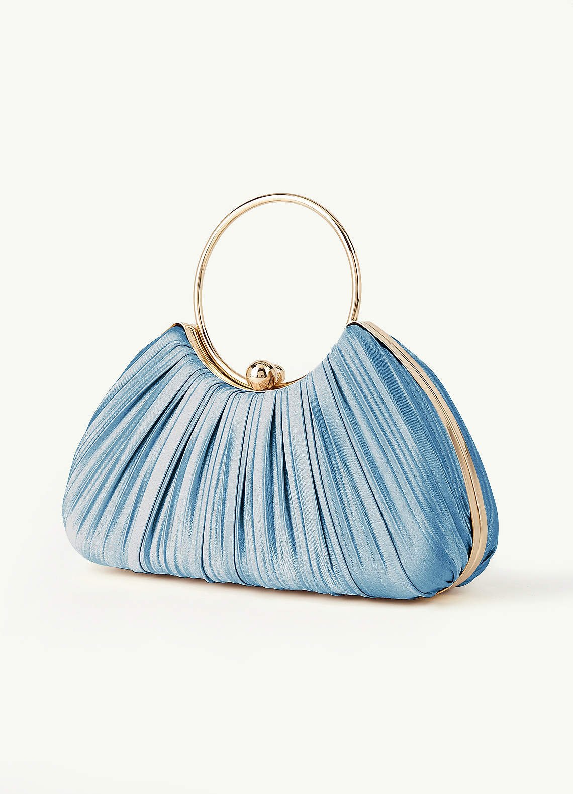 Matching Color Metallic Satin Pleated Handbag — Steel Blue — 图 54/204