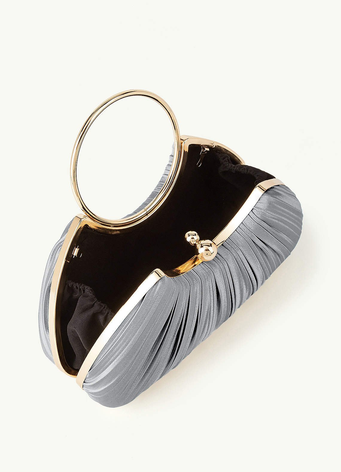 Matching Color Metallic Satin Pleated Handbag — Silver — 图 179/204