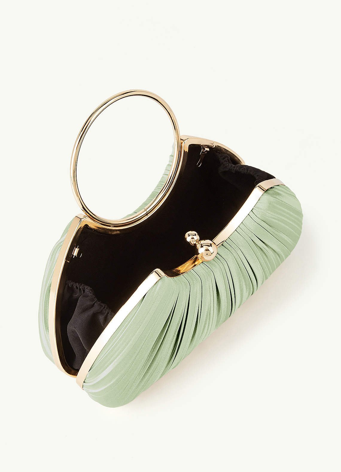 Matching Color Metallic Satin Pleated Handbag — Dusty Sage — 图 5/204