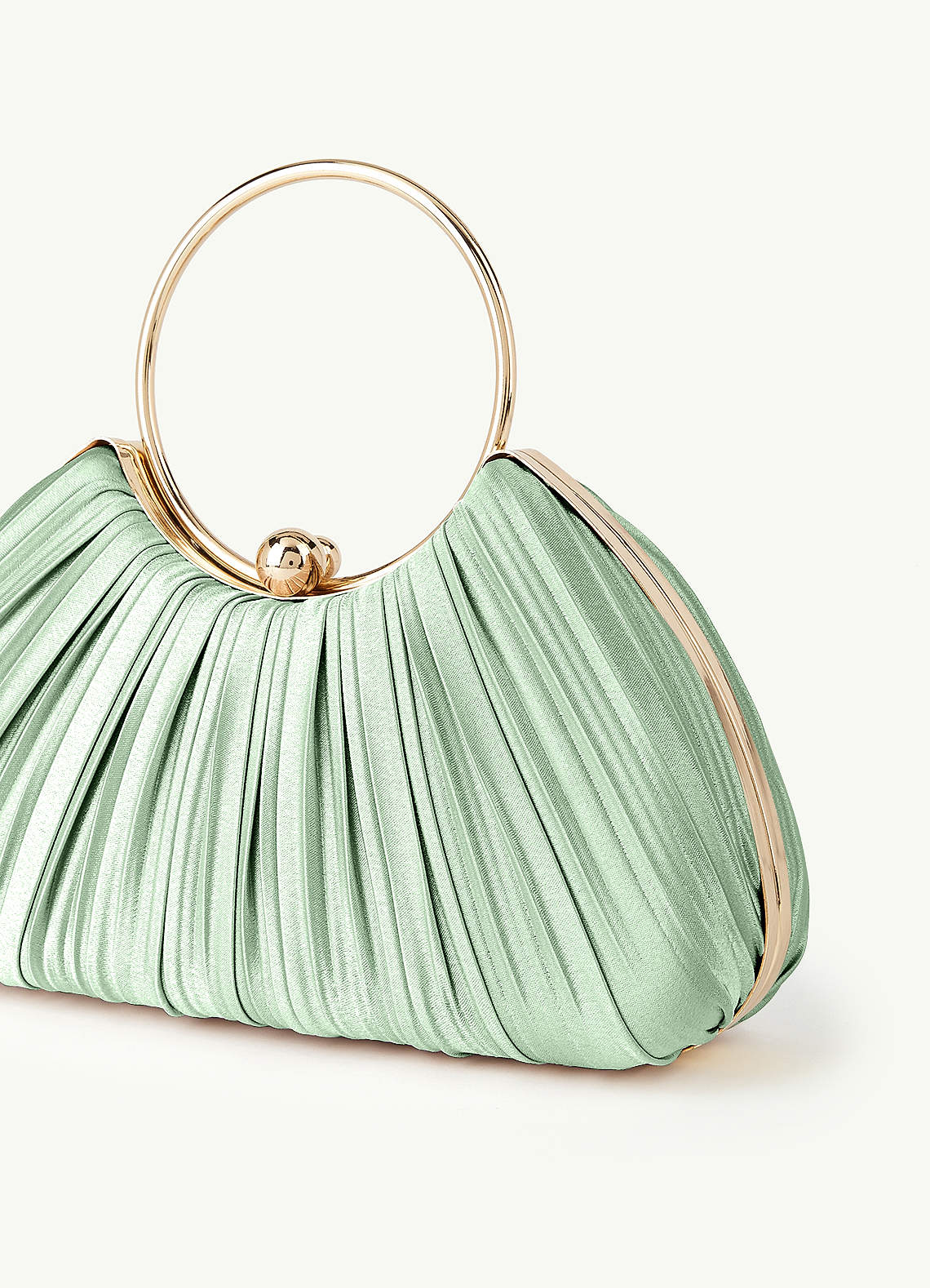 Matching Color Metallic Satin Pleated Handbag — matcha — 图 15/204
