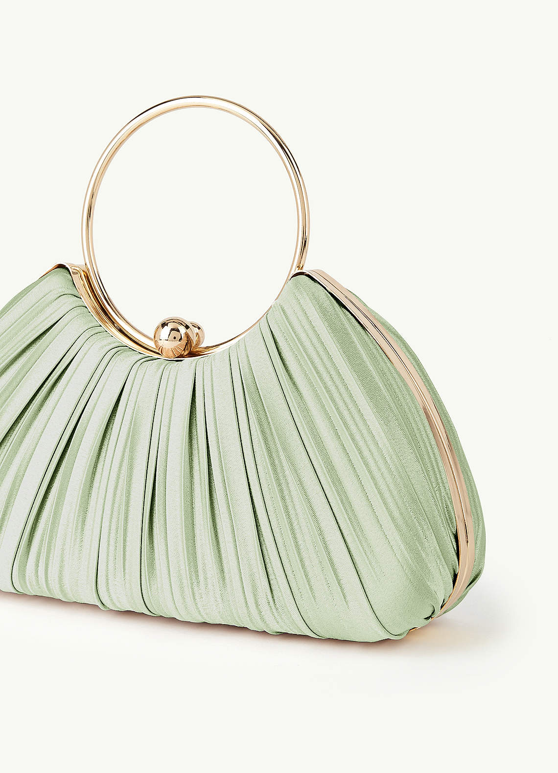 Matching Color Metallic Satin Pleated Handbag — Dusty Sage — 图 3/204