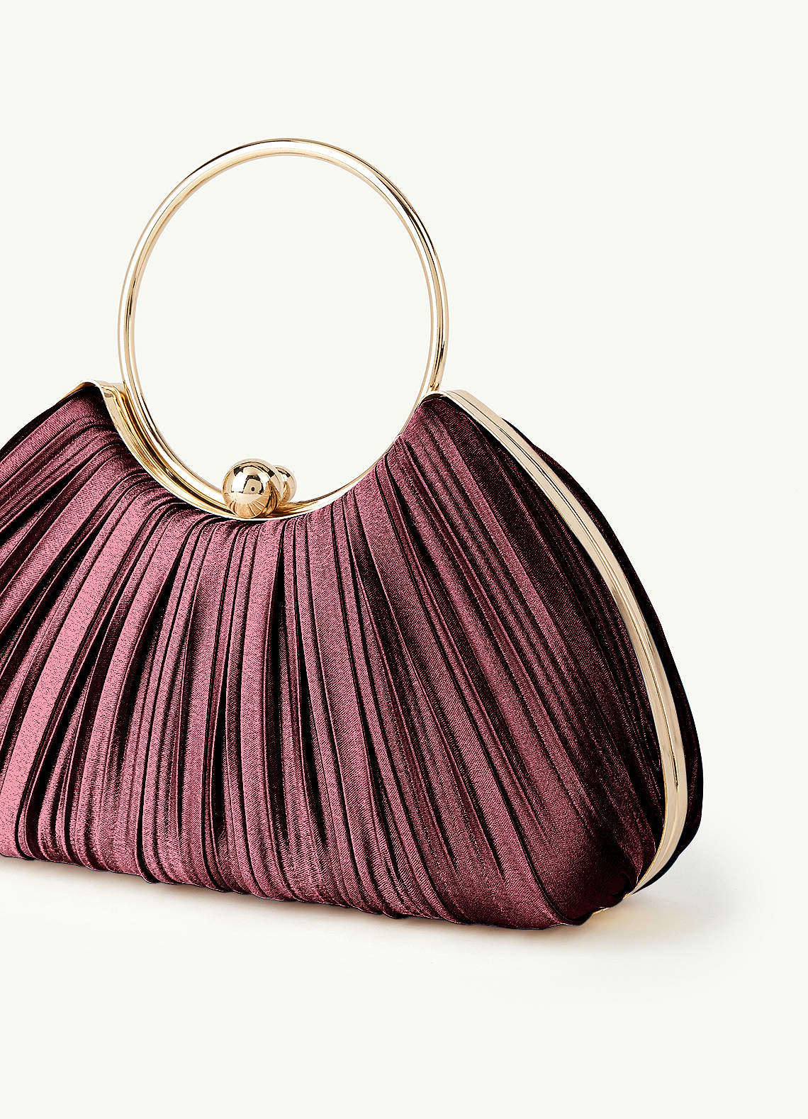 Matching Color Metallic Satin Pleated Handbag — Desert Rose — 图 105/204