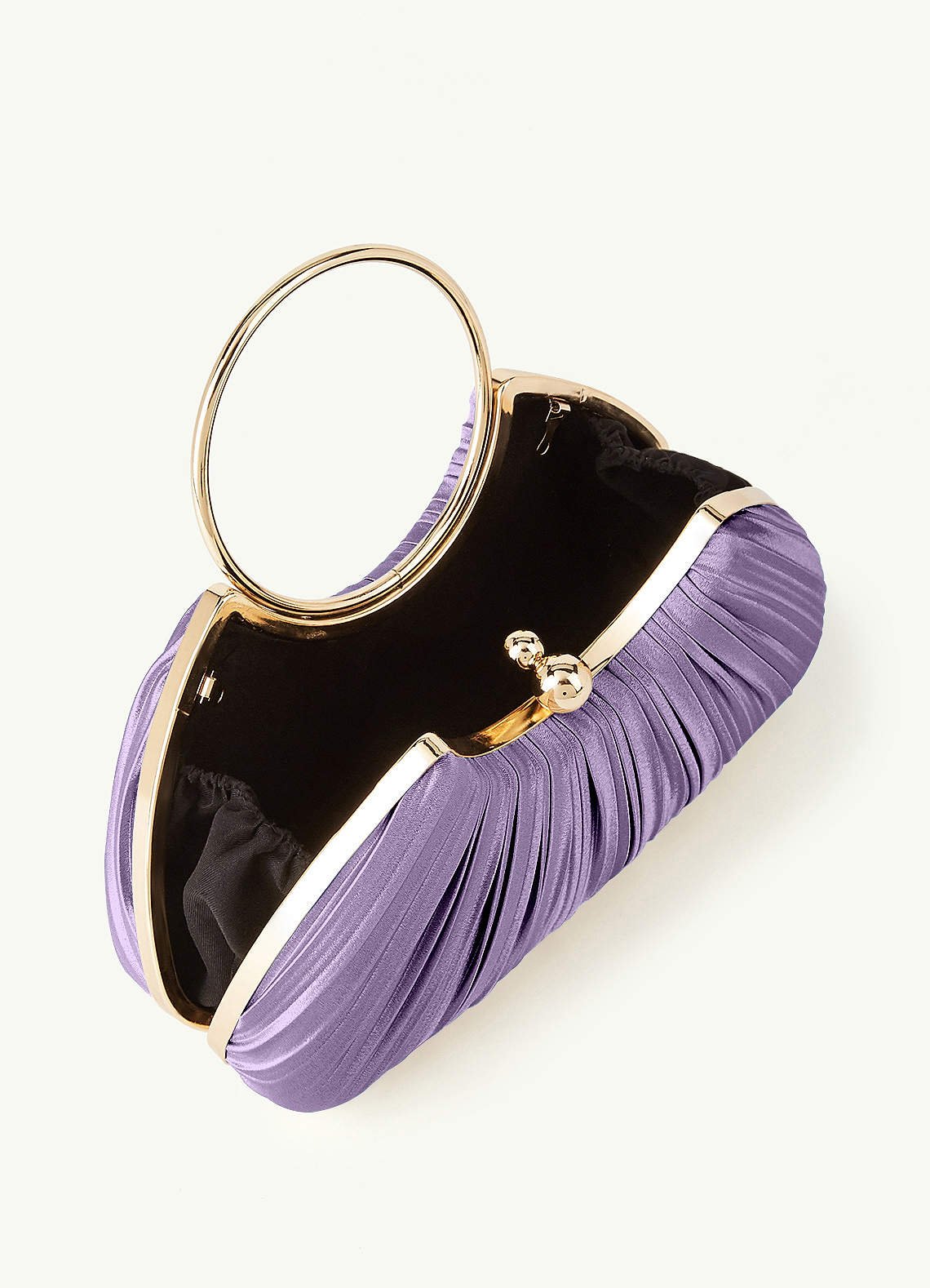 Matching Color Metallic Satin Pleated Handbag — Lilac — 图 95/204