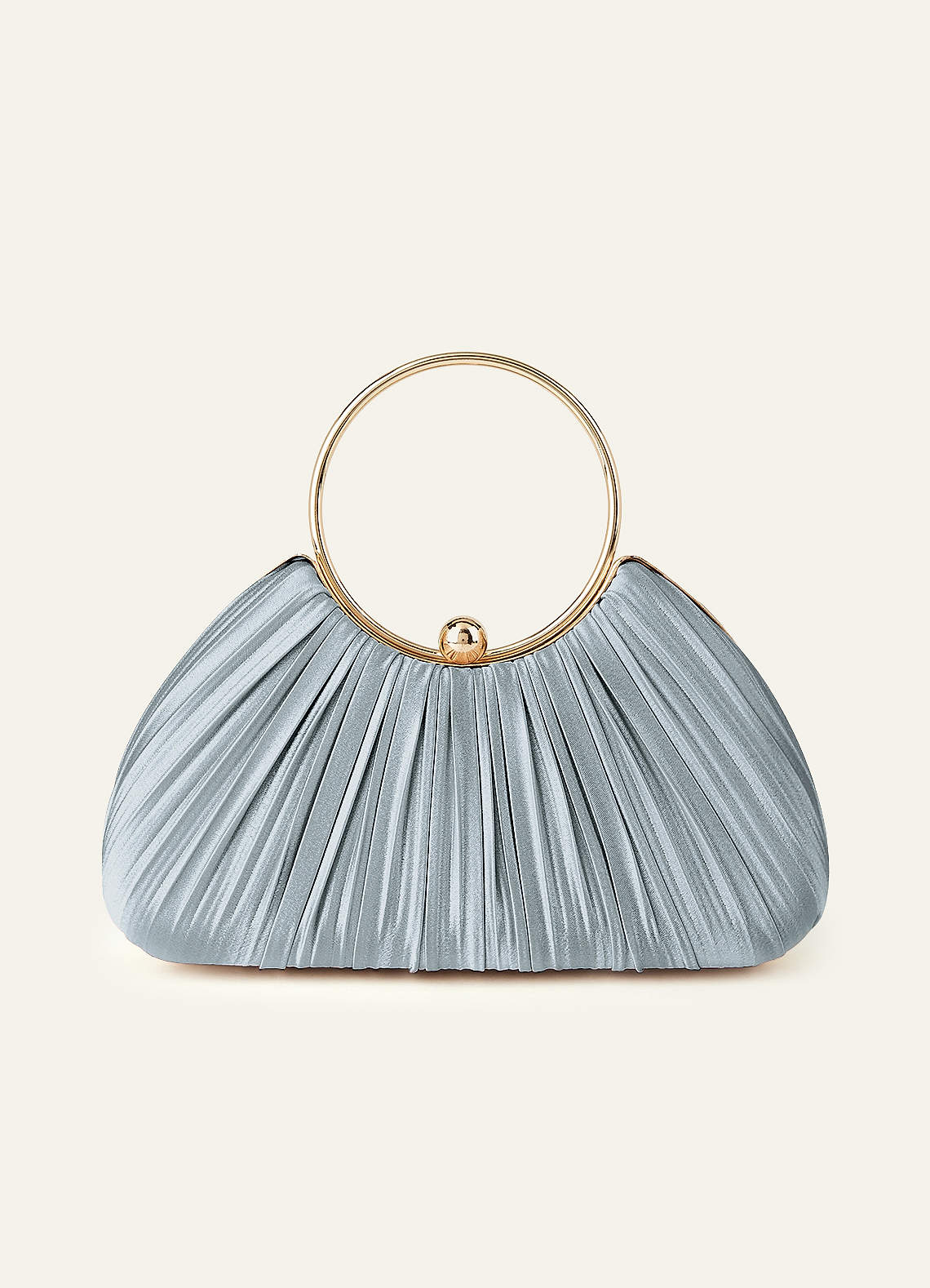 Matching Color Metallic Satin Pleated Handbag — dusty blue — 图 55/204