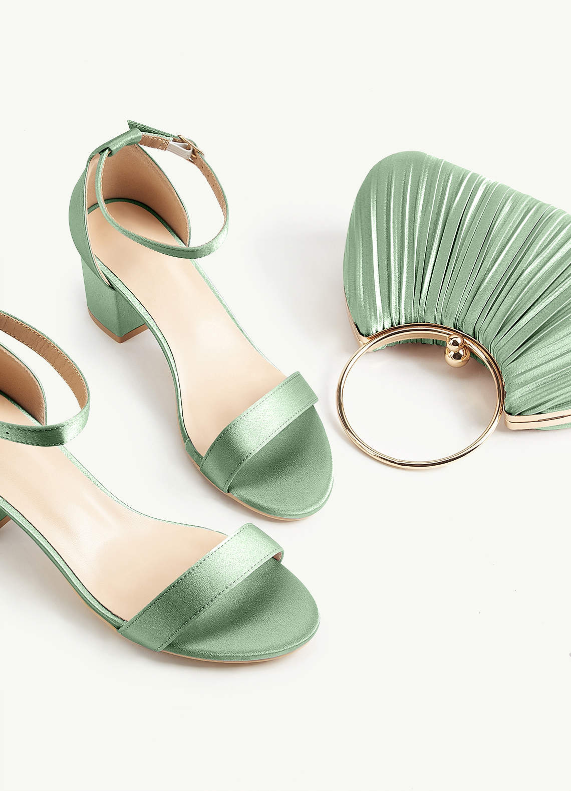 Matching Color Metallic Satin Pleated Handbag — matcha — 图 16/204