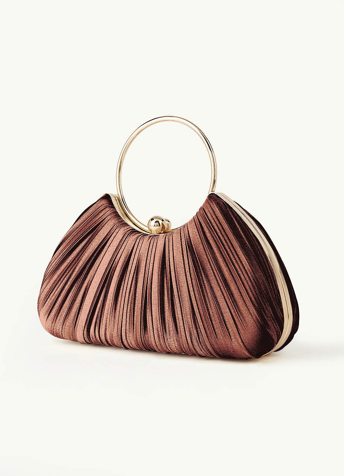 Matching Color Metallic Satin Pleated Handbag — Bronzer — 图 168/204