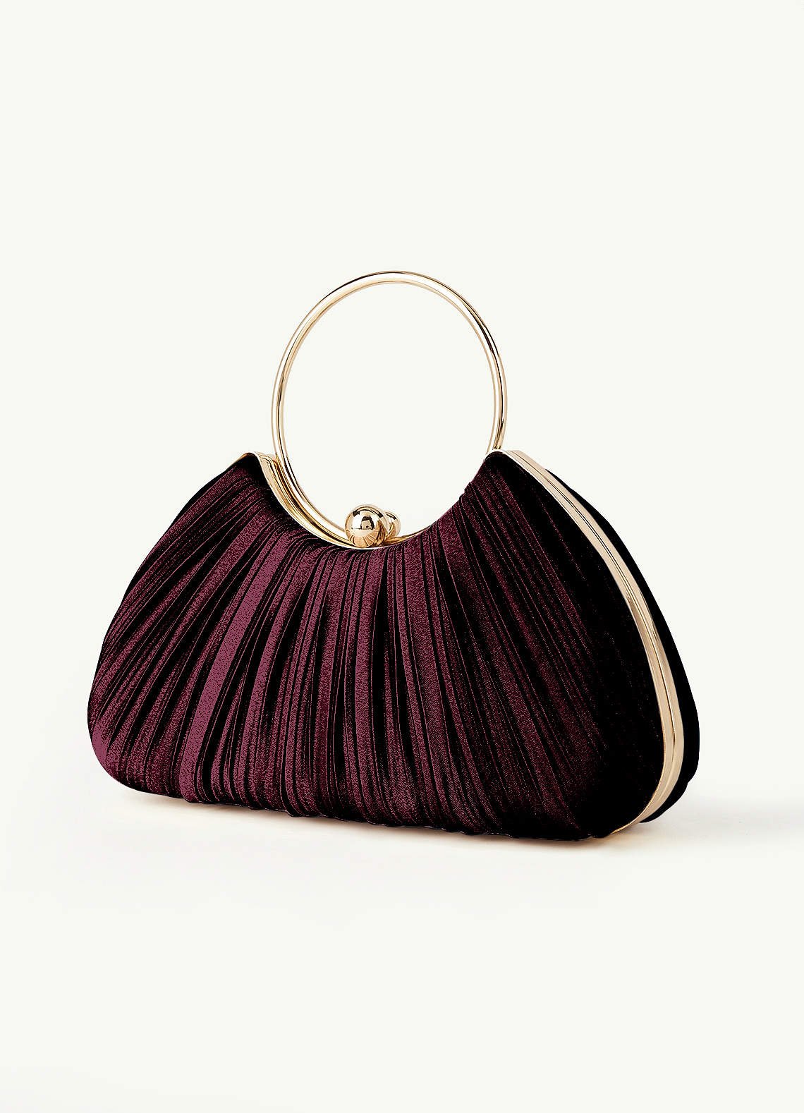 Matching Color Metallic Satin Pleated Handbag — Cabernet — 图 144/204