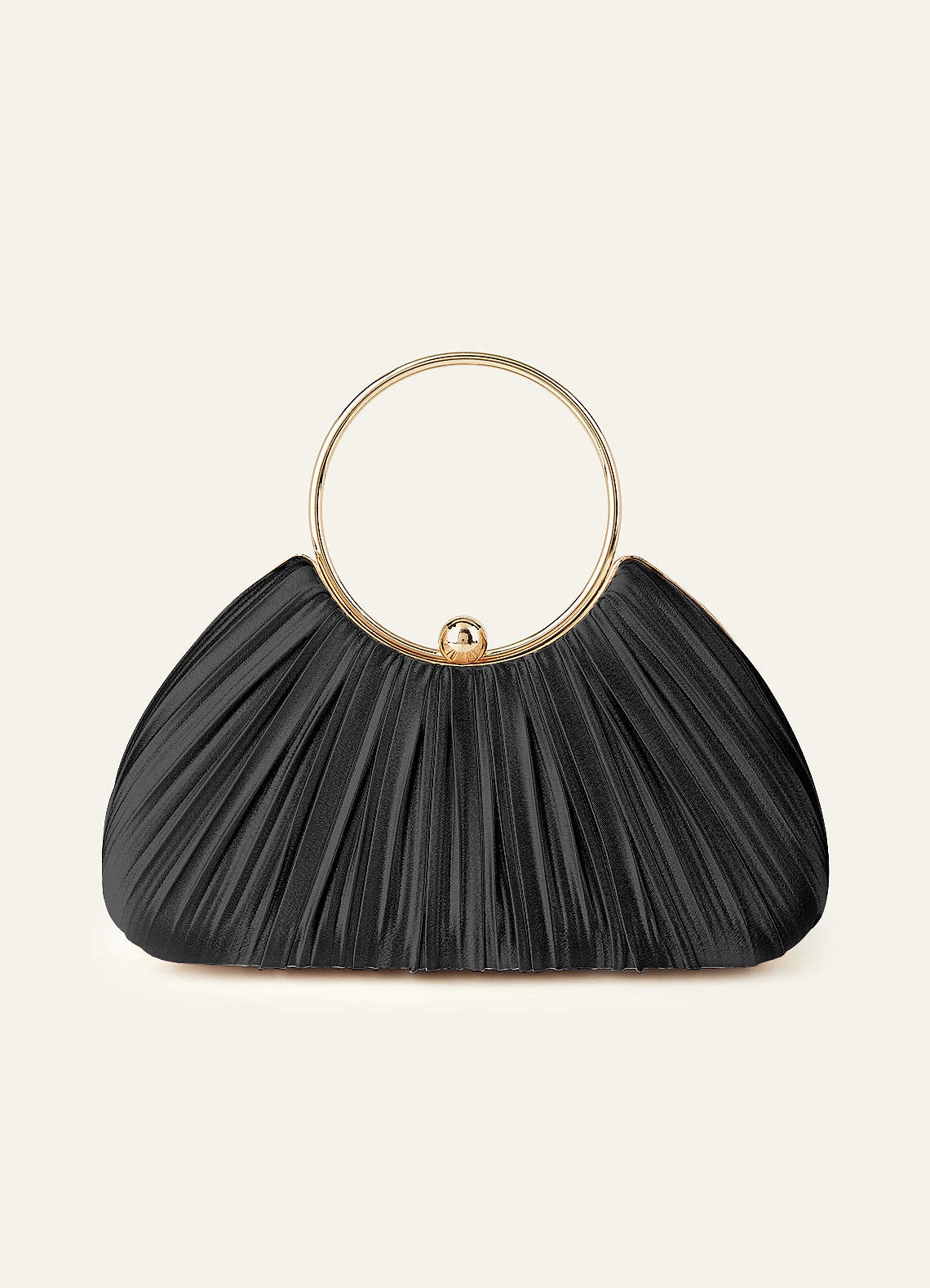 Matching Color Metallic Satin Pleated Handbag — black — 图 199/204