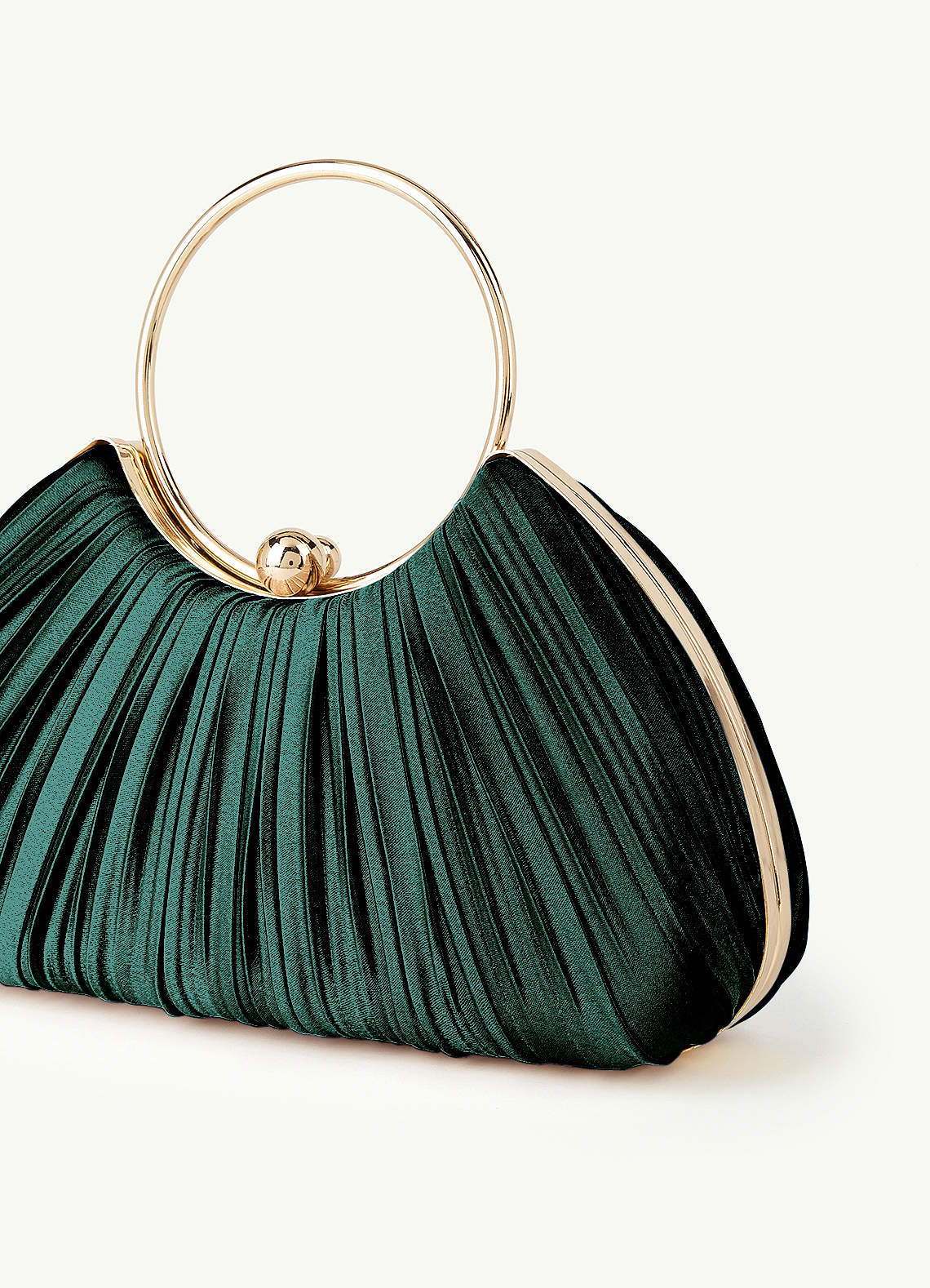 Matching Color Metallic Satin Pleated Handbag — Pine — 图 39/204