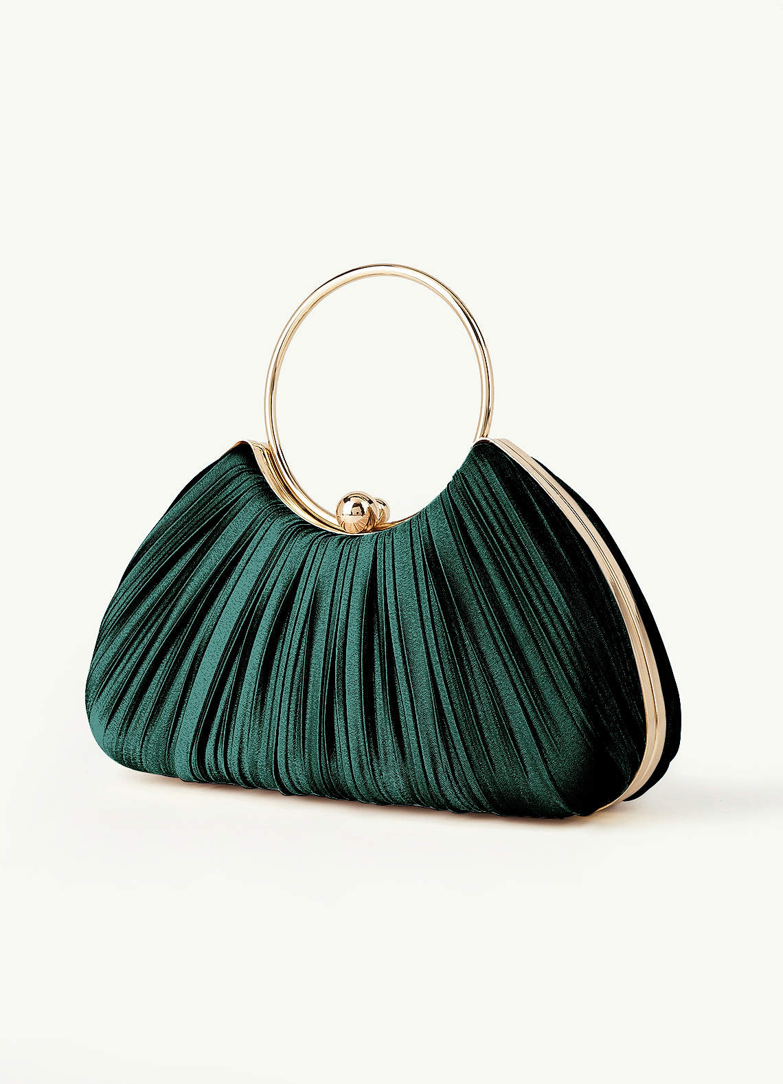 Matching Color Metallic Satin Pleated Handbag — Pine — 图 42/204