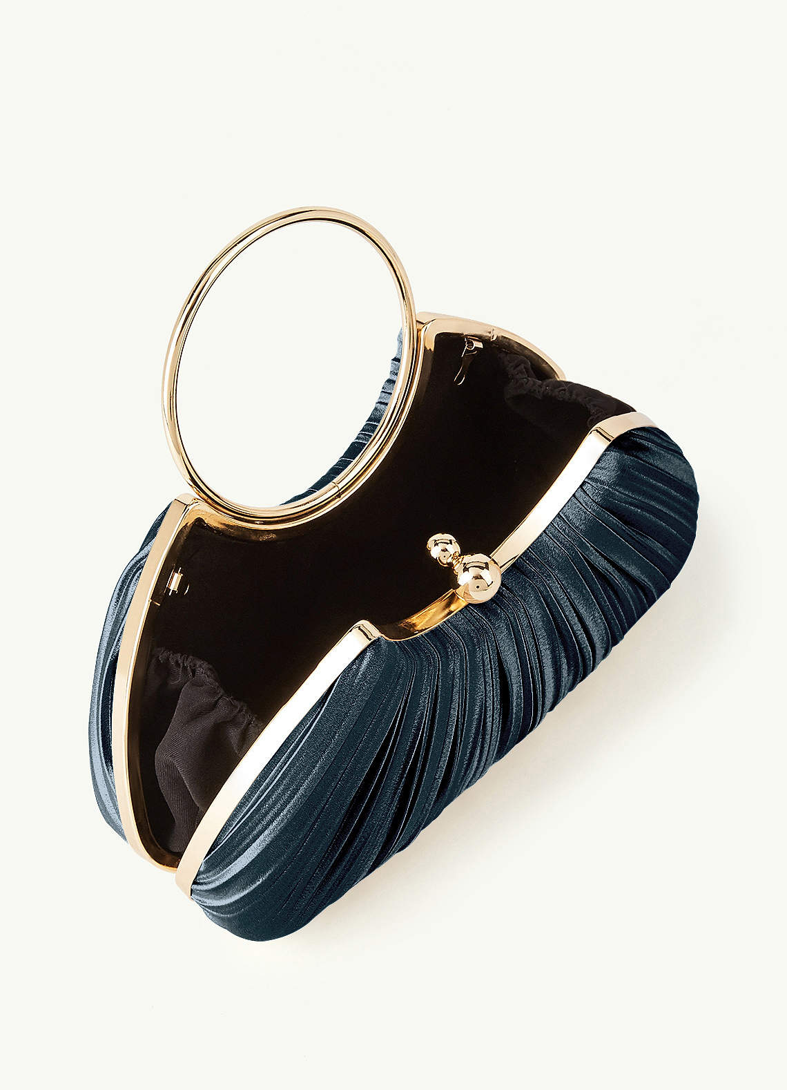 Matching Color Metallic Satin Pleated Handbag — Twilight, Dark Navy — 图 65/204