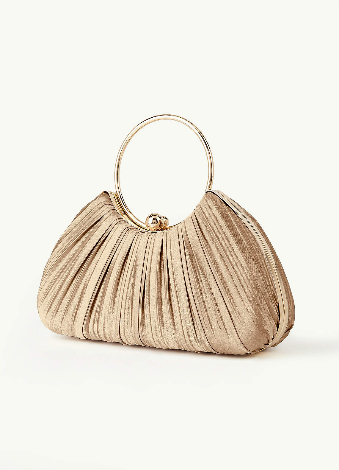 Matching Color Metallic Satin Pleated Handbag — champagne — 图 174/204