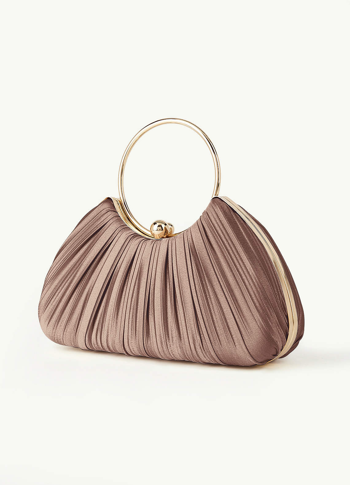 Matching Color Metallic Satin Pleated Handbag — taupe — 图 186/204