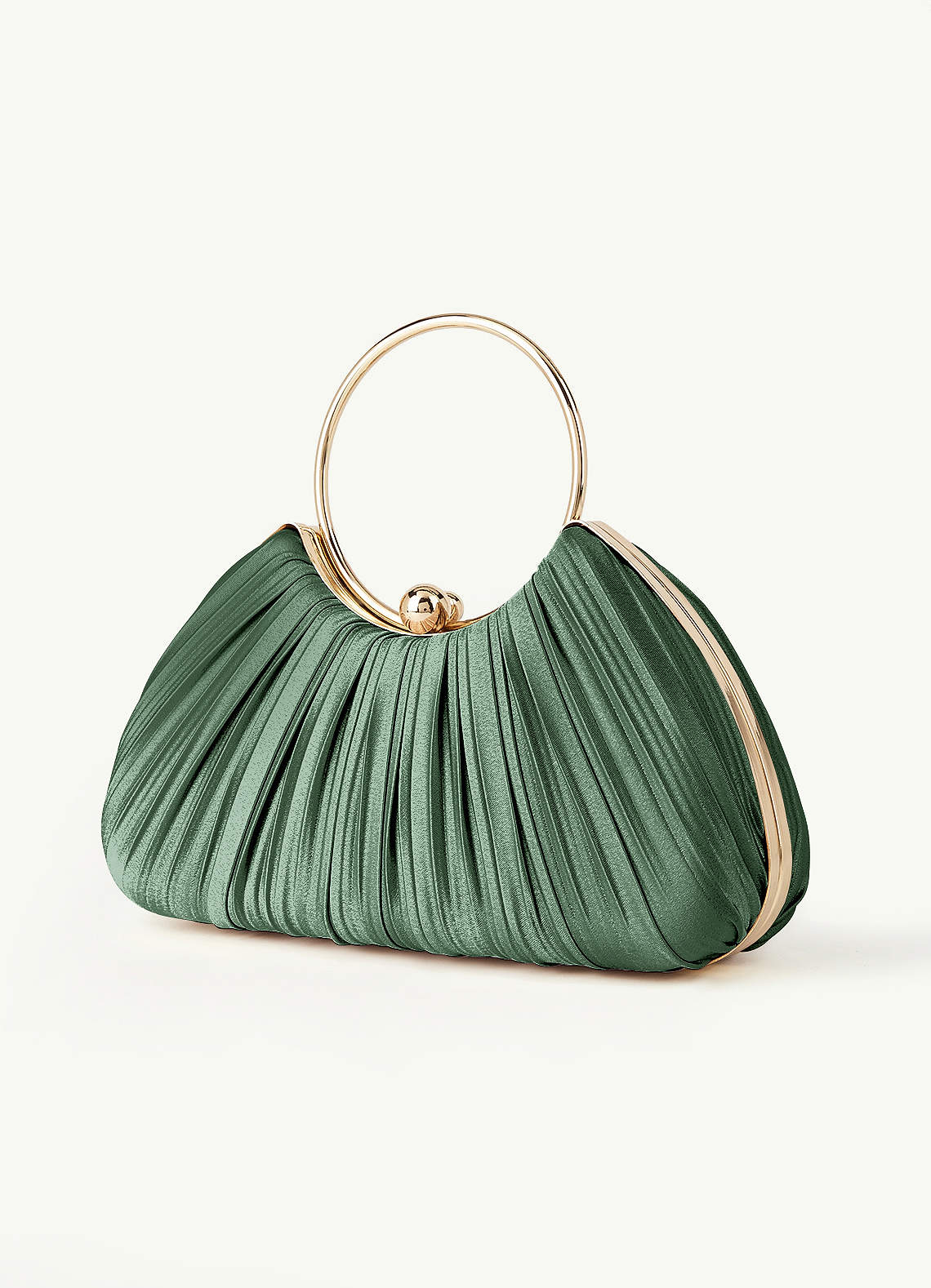 Matching Color Metallic Satin Pleated Handbag — eucalyptus — 图 24/204