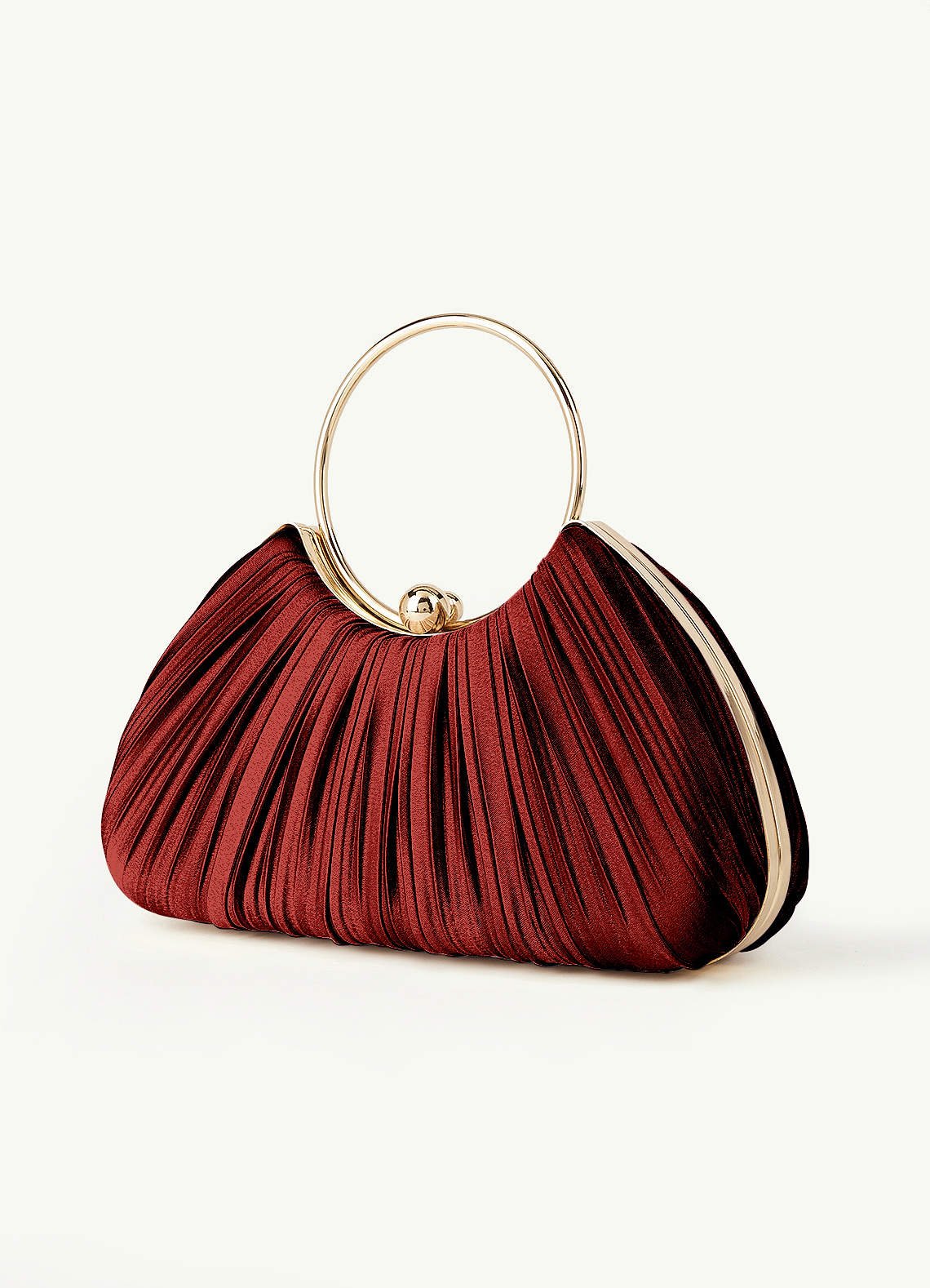 Matching Color Metallic Satin Pleated Handbag — Rust — 图 120/204