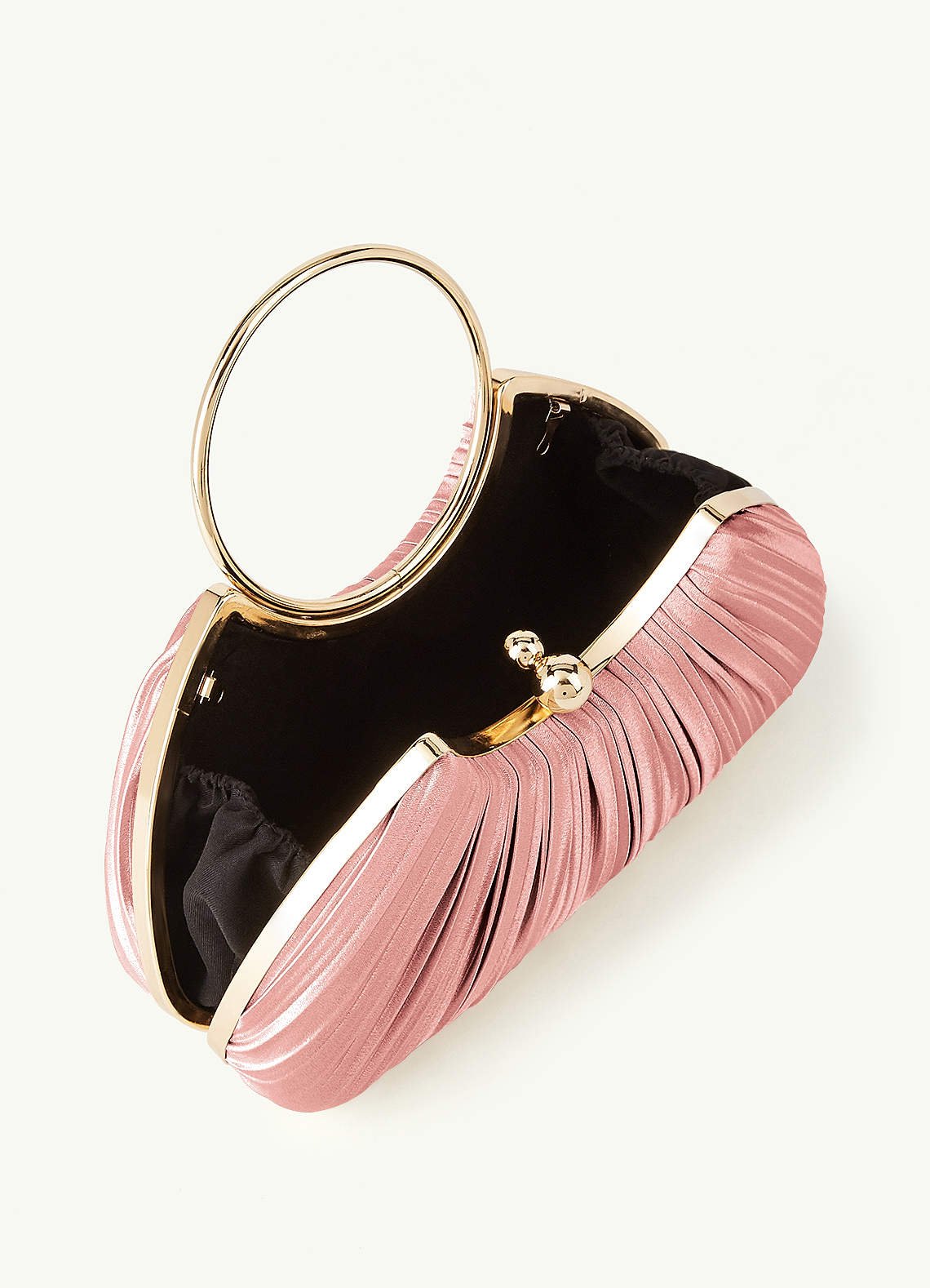 Matching Color Metallic Satin Pleated Handbag — Dusty Rose — 图 77/204