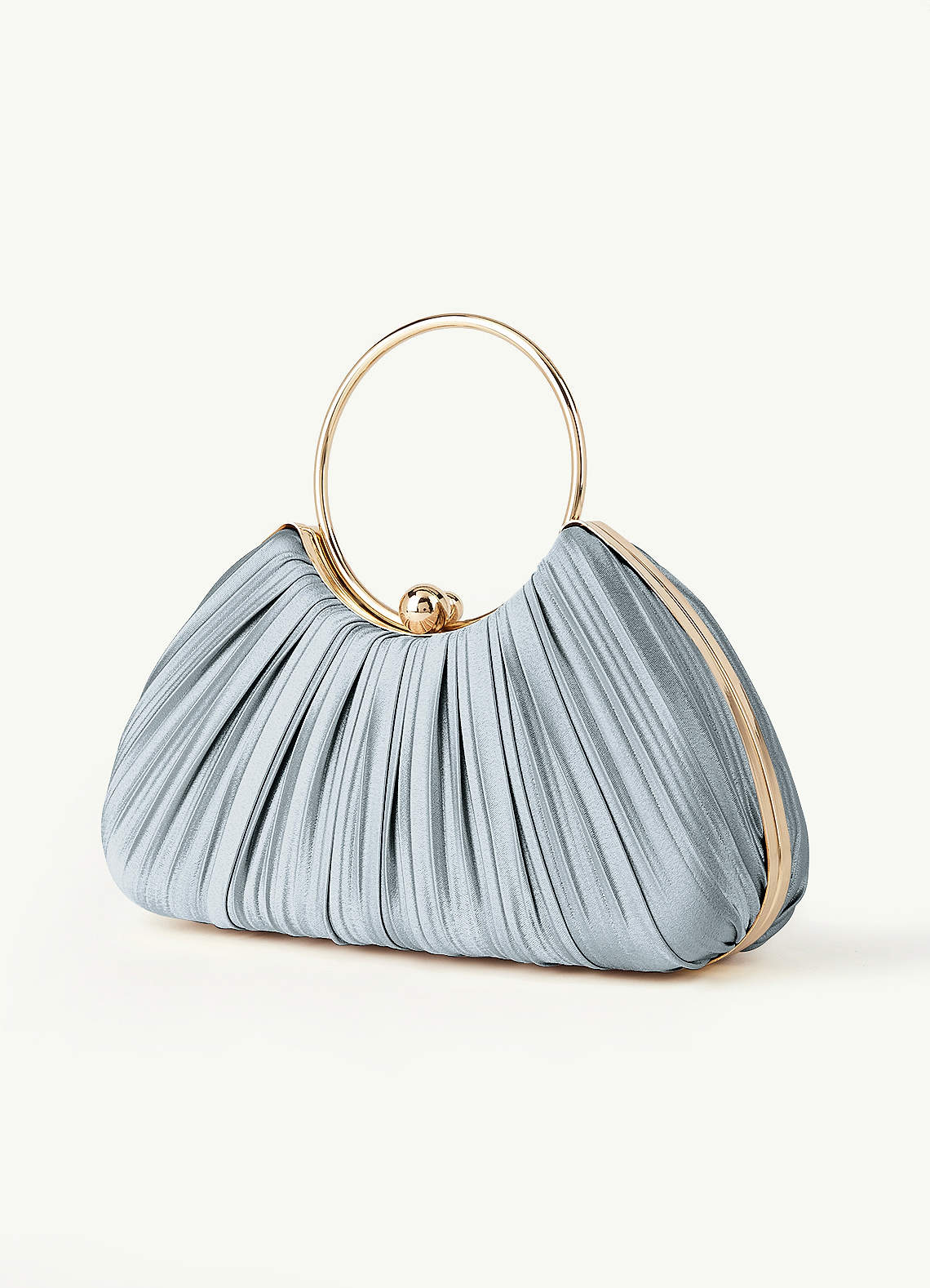 Matching Color Metallic Satin Pleated Handbag — dusty blue — 图 60/204