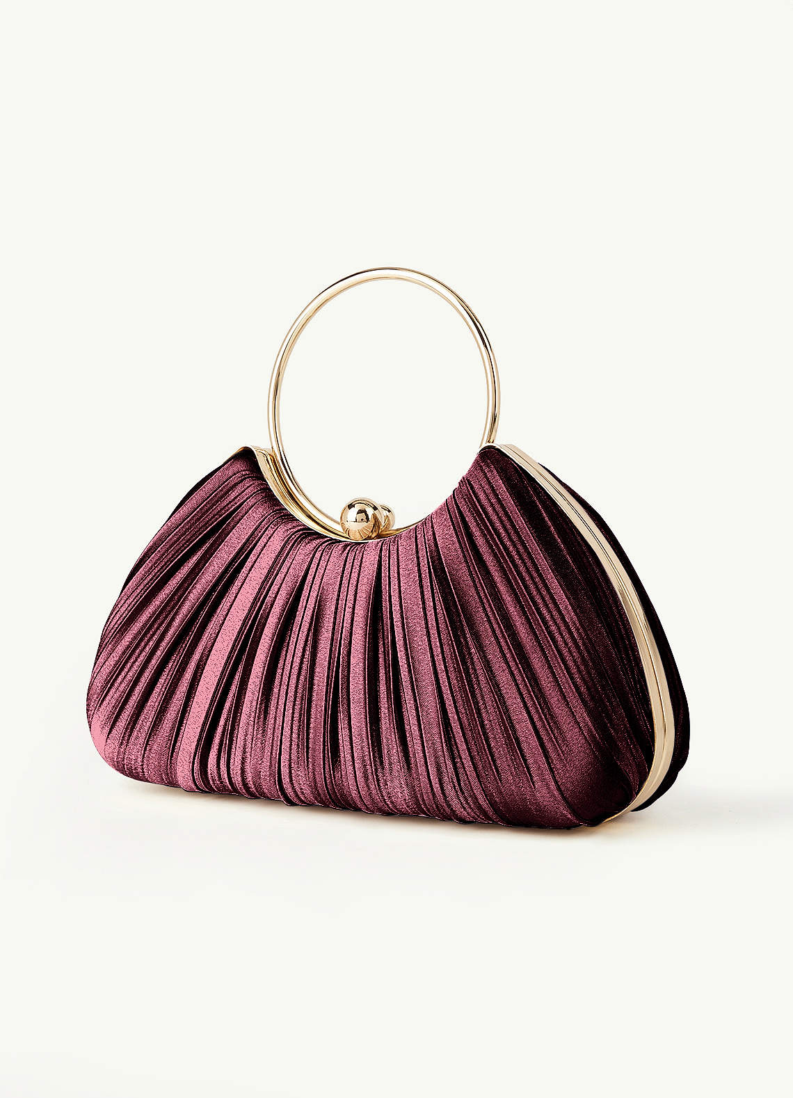 Matching Color Metallic Satin Pleated Handbag — Desert Rose — 图 108/204