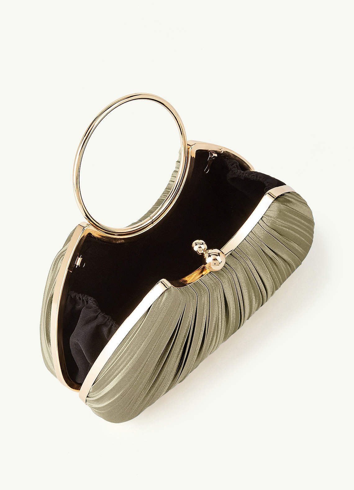 Matching Color Metallic Satin Pleated Handbag — Moss Green — 图 11/204
