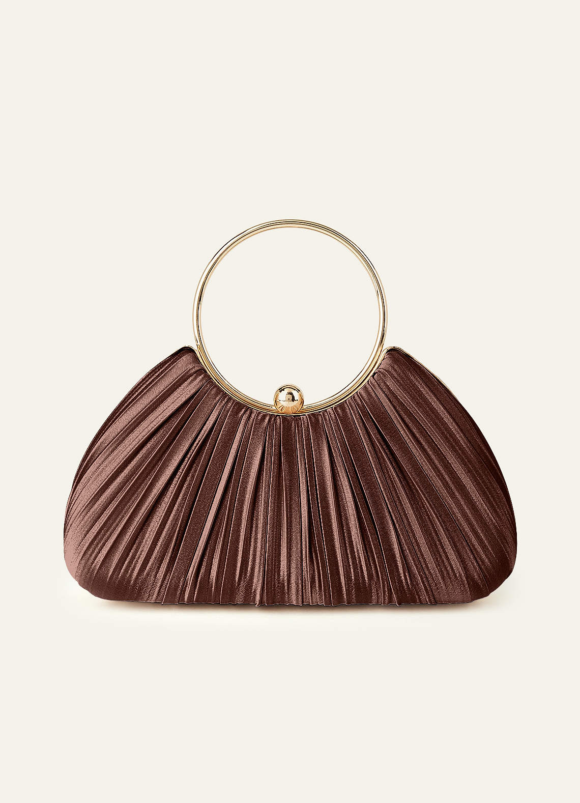 Matching Color Metallic Satin Pleated Handbag — espresso — 图 187/204