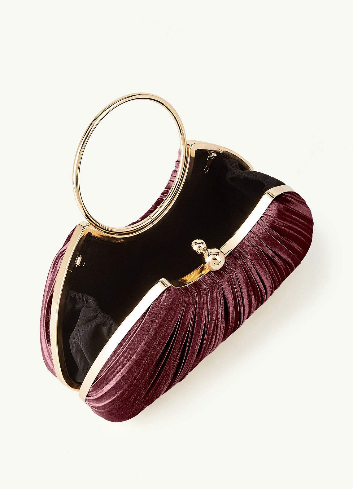 Matching Color Metallic Satin Pleated Handbag — Vintage Mauve — 图 101/204