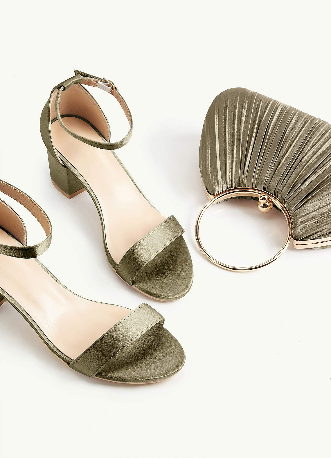 Matching Color Metallic Satin Pleated Handbag — Moss Green — 图 10/204