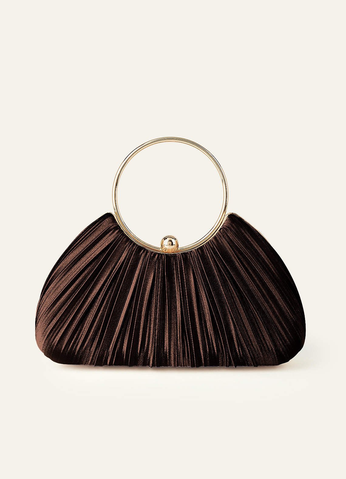 Matching Color Metallic Satin Pleated Handbag — Ganache — 图 193/204