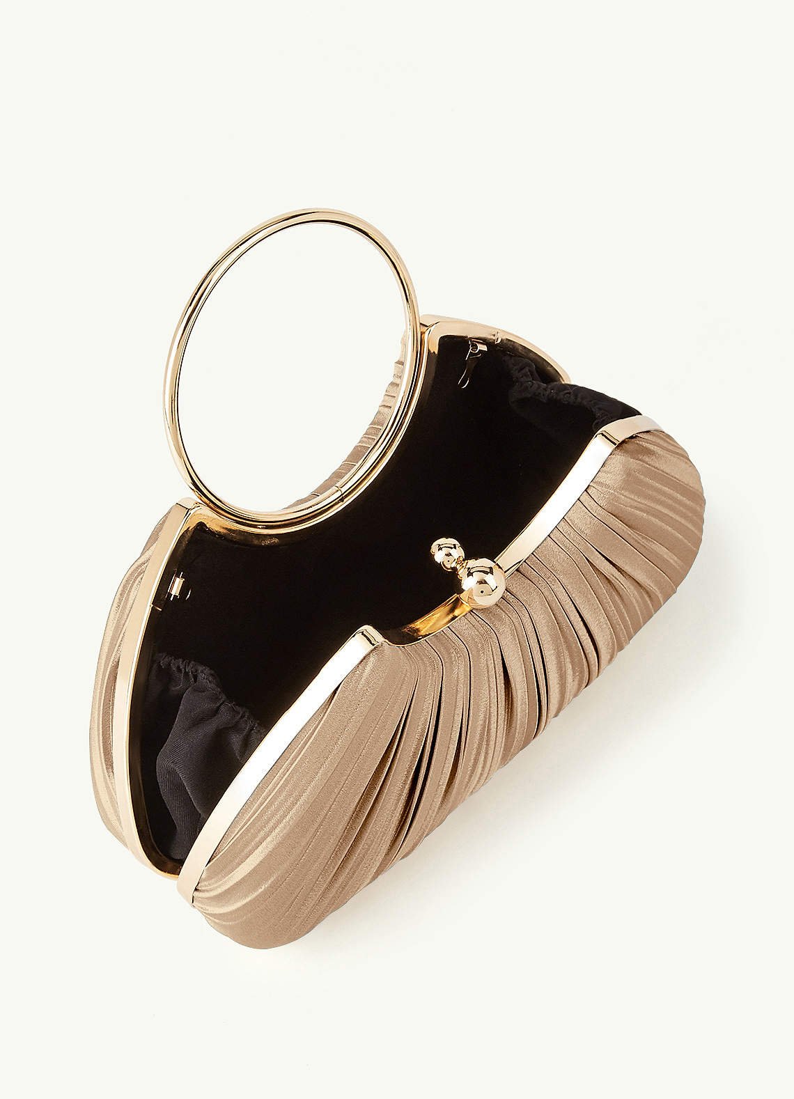 Matching Color Metallic Satin Pleated Handbag — champagne — 图 173/204