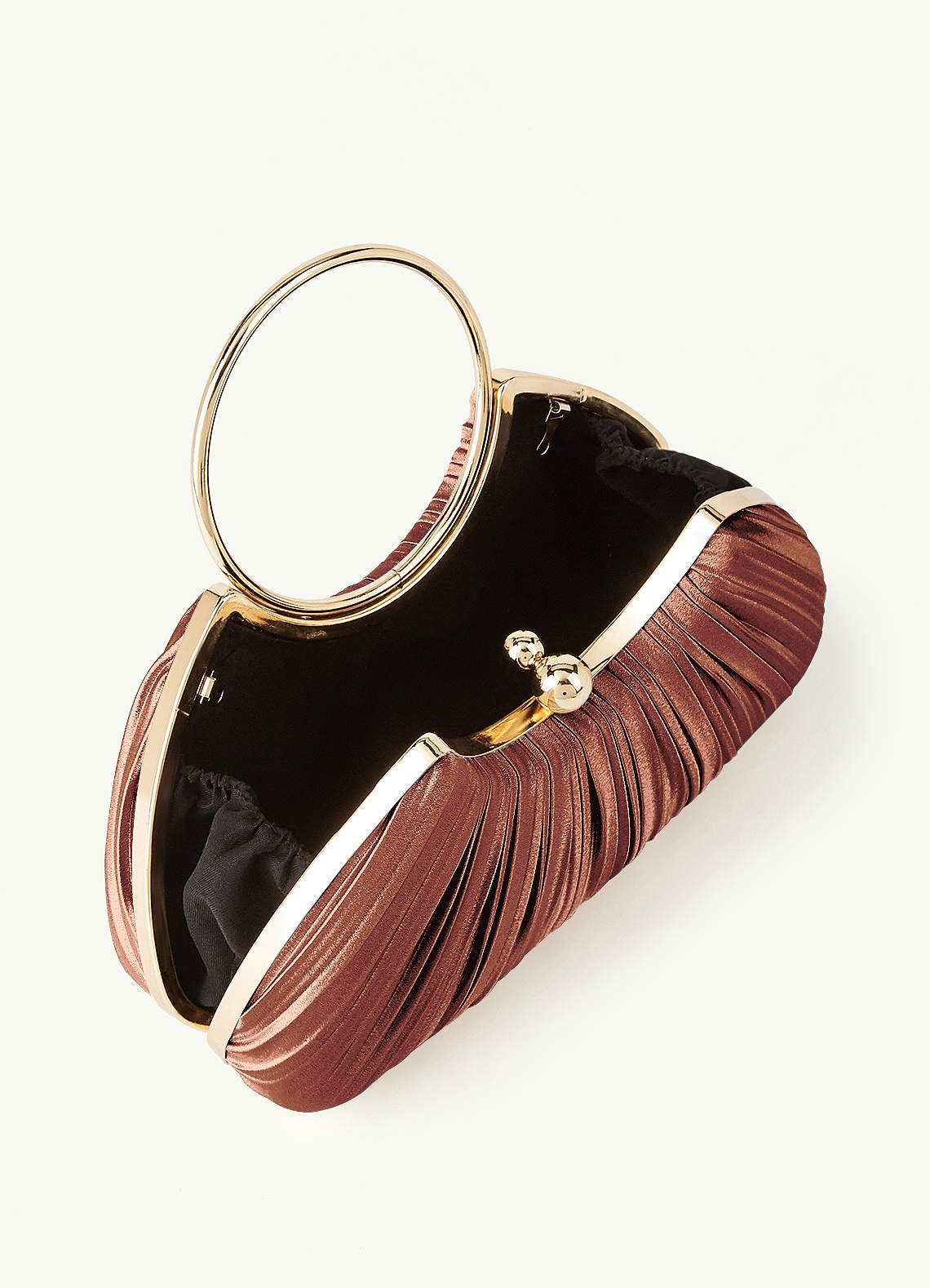 Matching Color Metallic Satin Pleated Handbag — Bronzer — 图 167/204